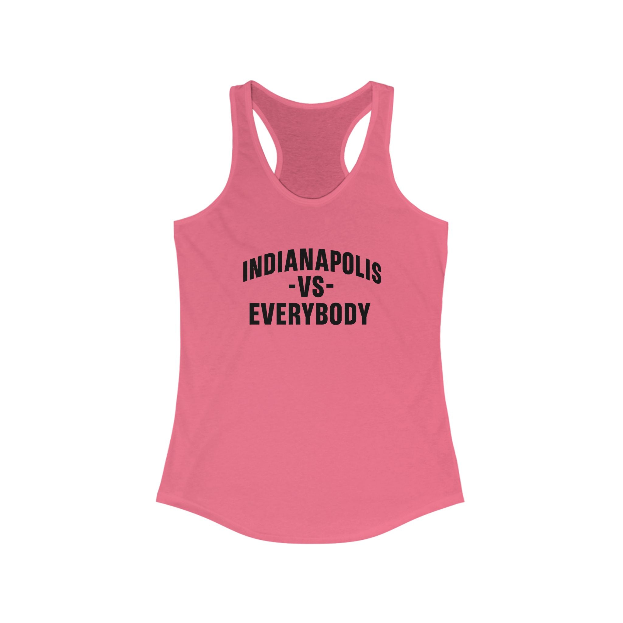 Indianapolis v Everybody | Racerback Tank | Black Lettering | Women's Workout Top, Summer Style Tee, Fitness Gift, Casual Wear, Indiana Pride Apparel