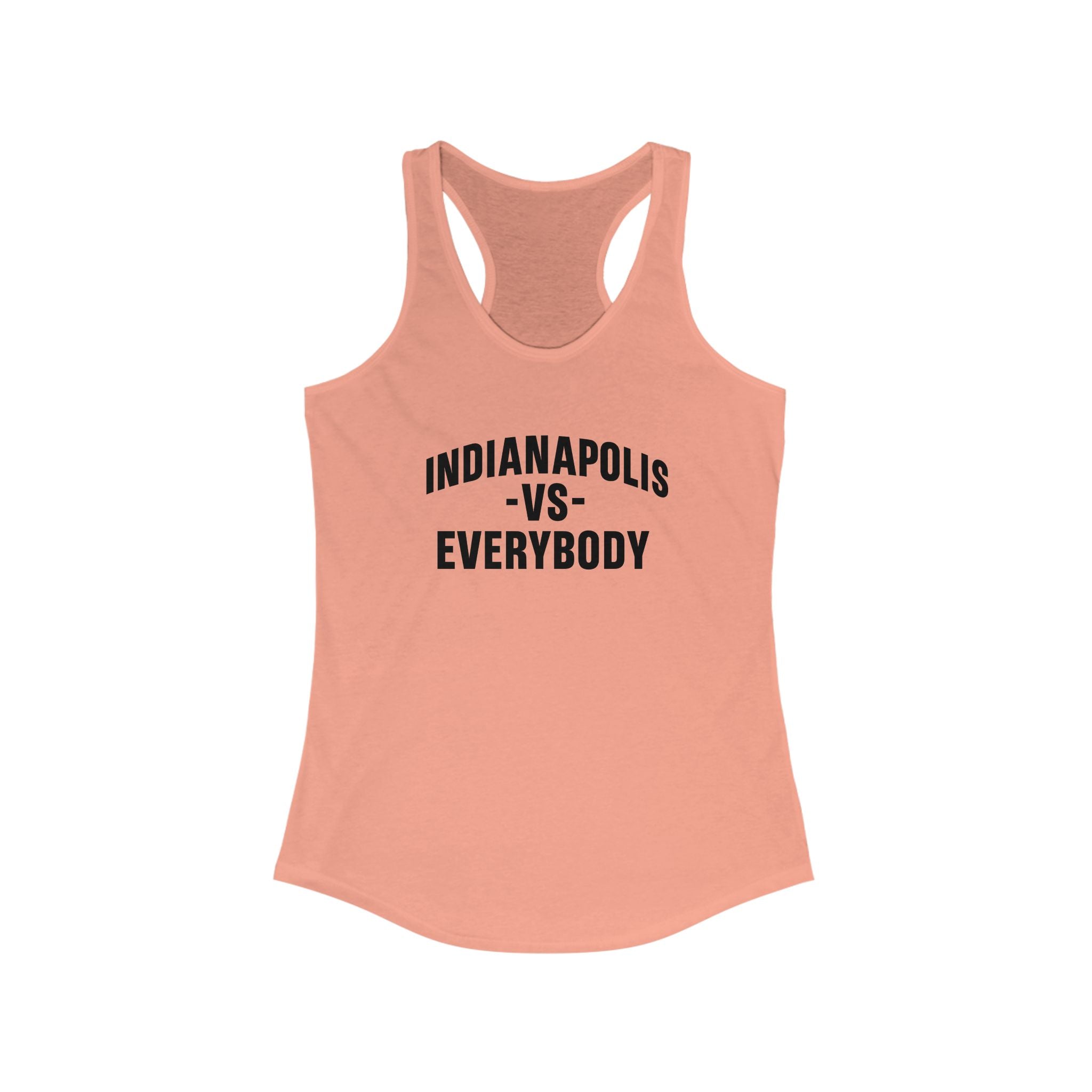 Indianapolis v Everybody | Racerback Tank | Black Lettering | Women's Workout Top, Summer Style Tee, Fitness Gift, Casual Wear, Indiana Pride Apparel