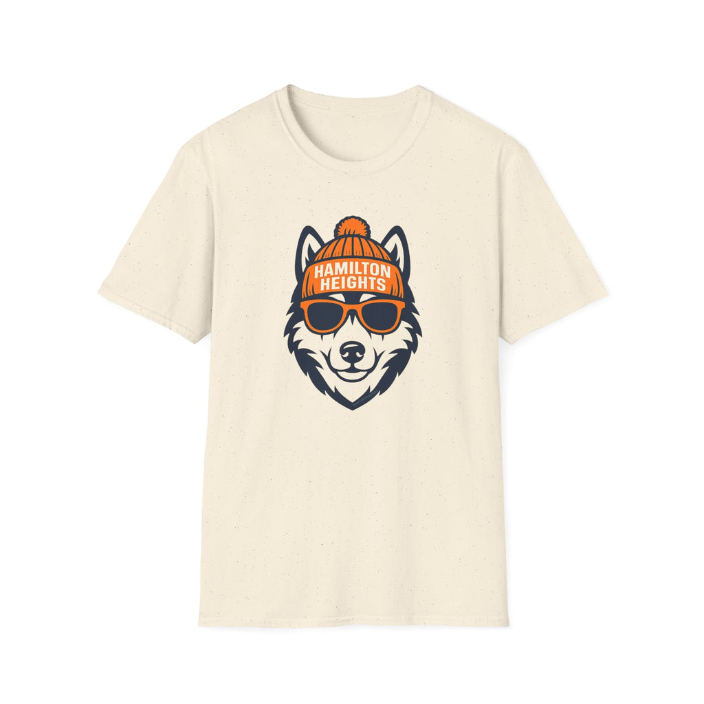 Hamilton Heights Husky Unisex Graphic T-Shirt | Husky with Glasses and Hat