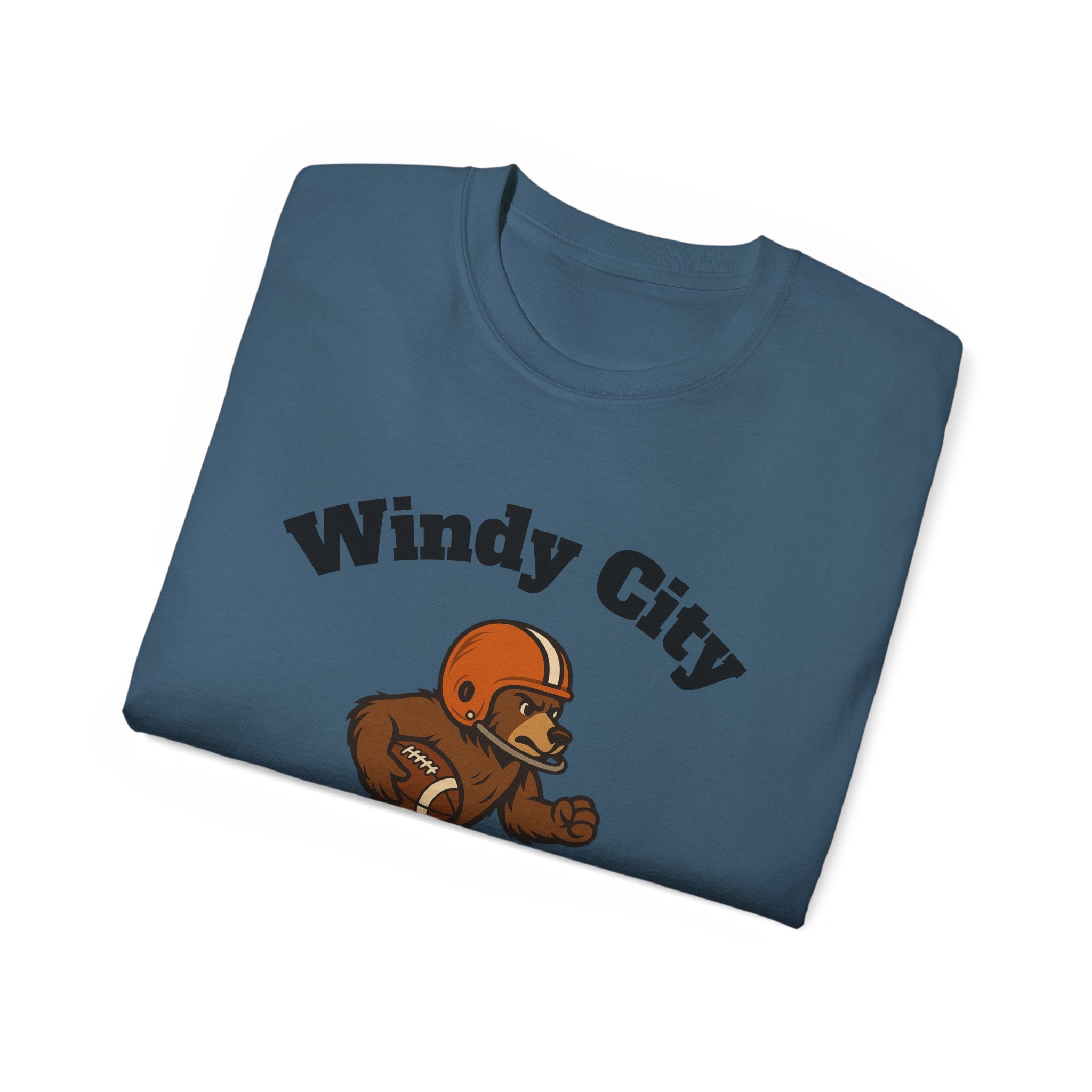 Windy City Bear Running the Football Unisex T-Shirt | Chicago Bears