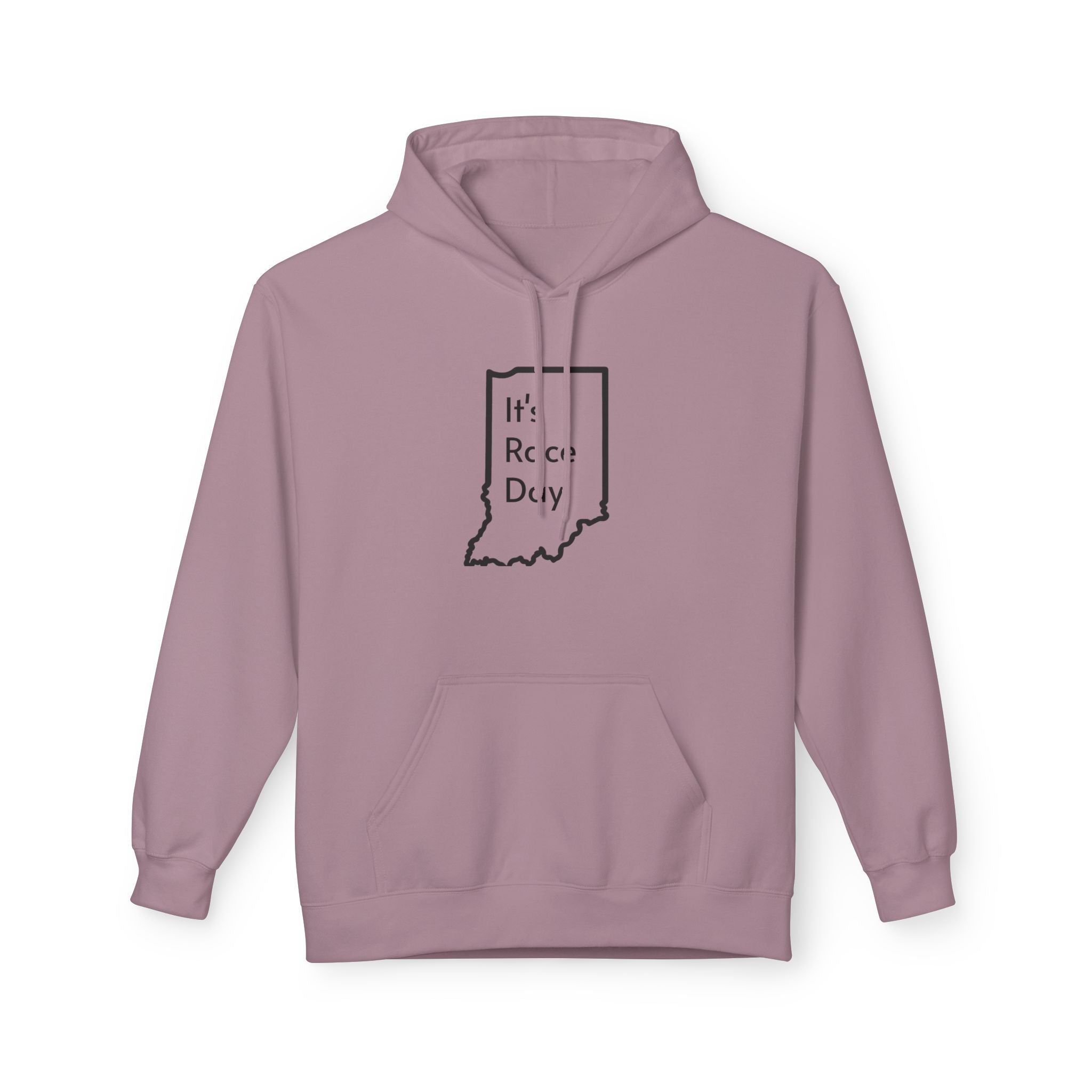 It's Race Day Indiana Outline Fleece Hoodie | Cozy Casual Wear, Perfect for Autumn, Great Gift for Indiana Lovers, Comfortable and Stylish Hoodie