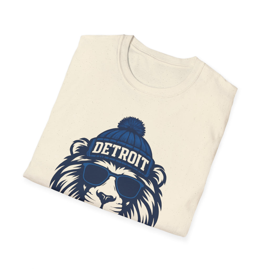Detroit Lions Graphic T-Shirt | Lion with Glasses and Hat