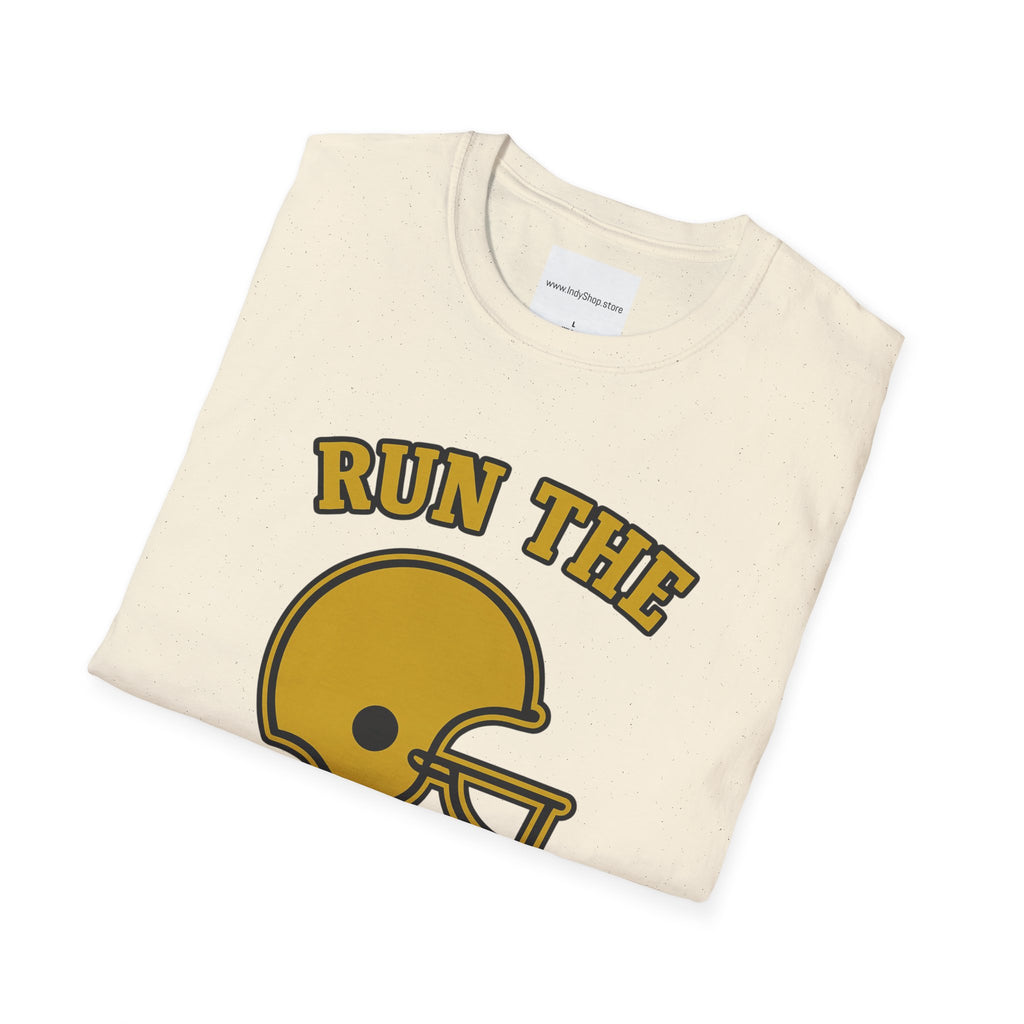 Run the Damn Ball Black and Gold Unisex Graphic T-Shirt
