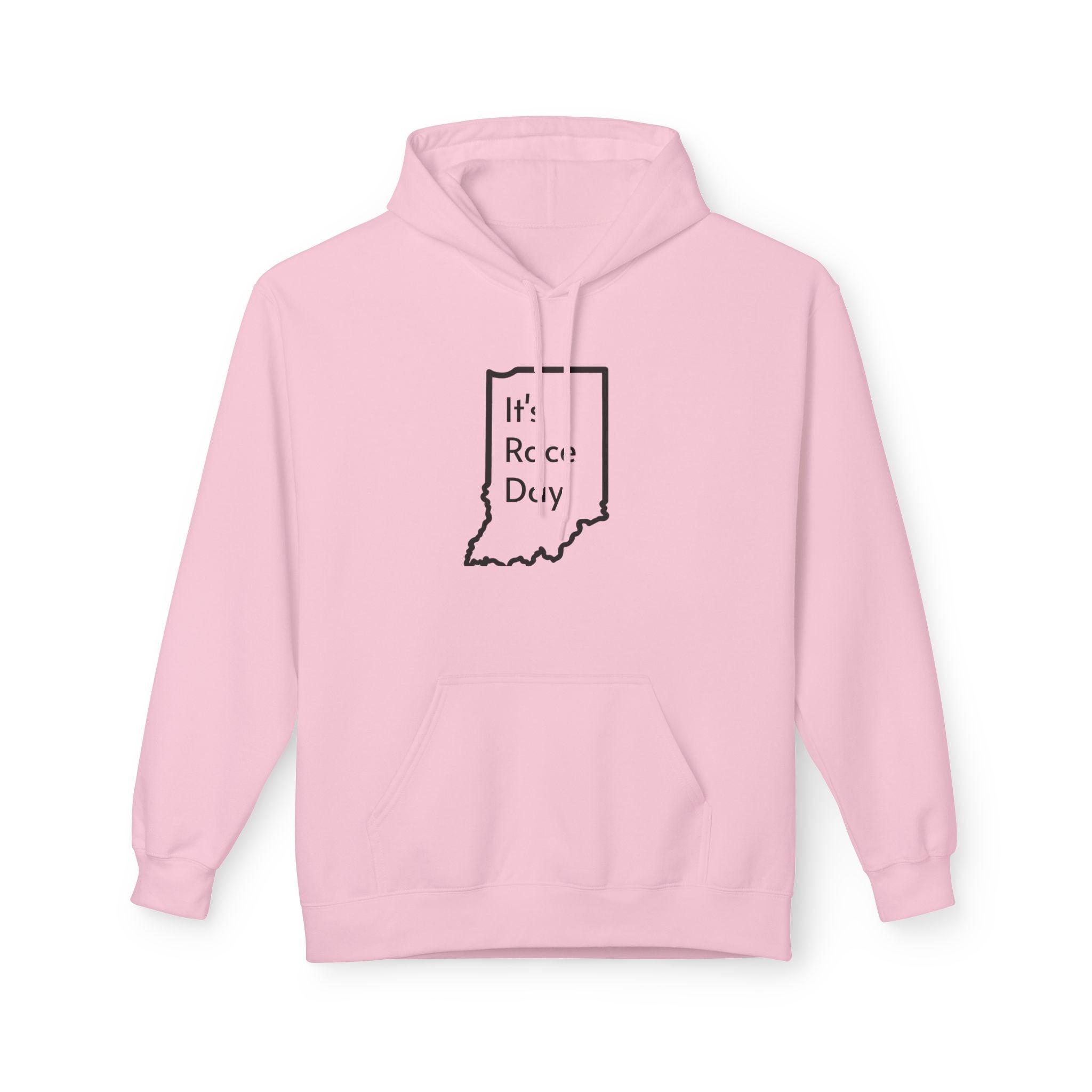 It's Race Day Indiana Outline Fleece Hoodie | Cozy Casual Wear, Perfect for Autumn, Great Gift for Indiana Lovers, Comfortable and Stylish Hoodie