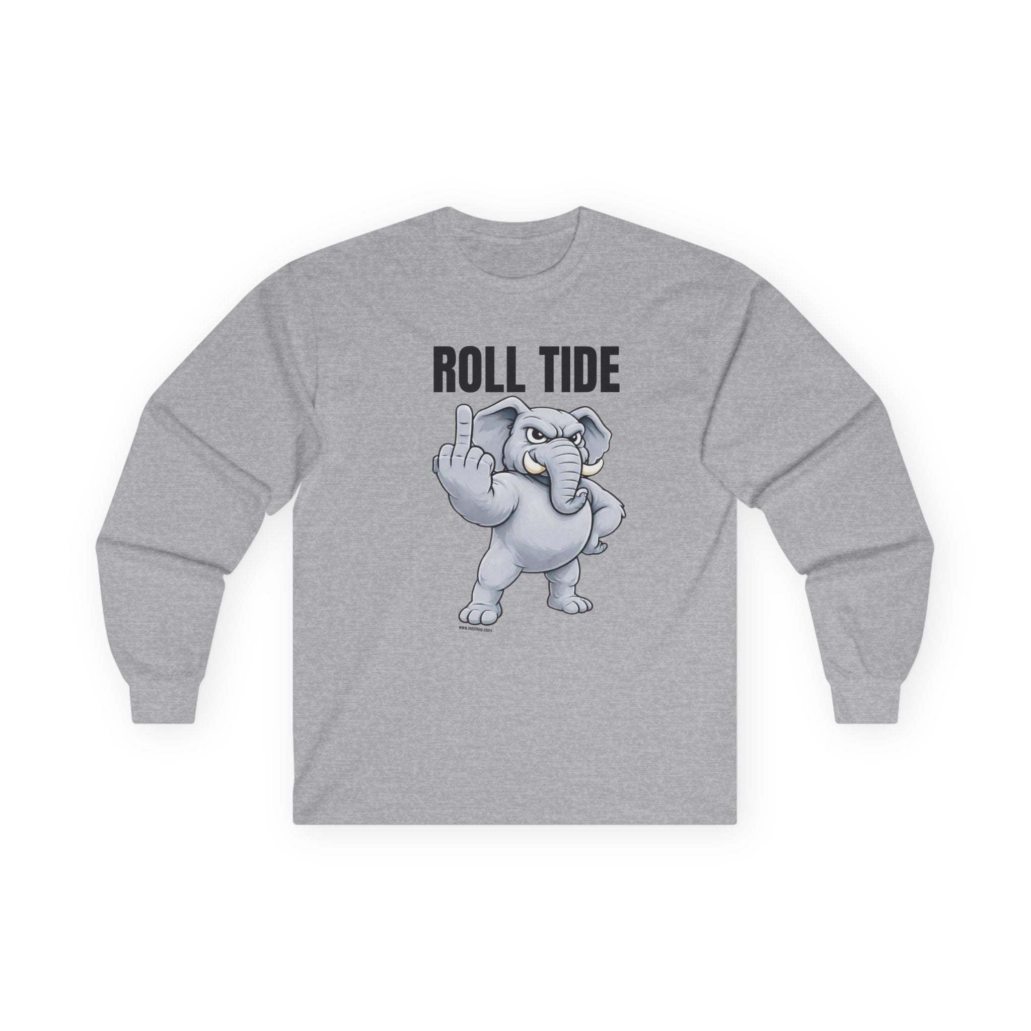 Roll Tide Middle Finger Long Sleeve Tee | Alabama Elephant Flipping Off