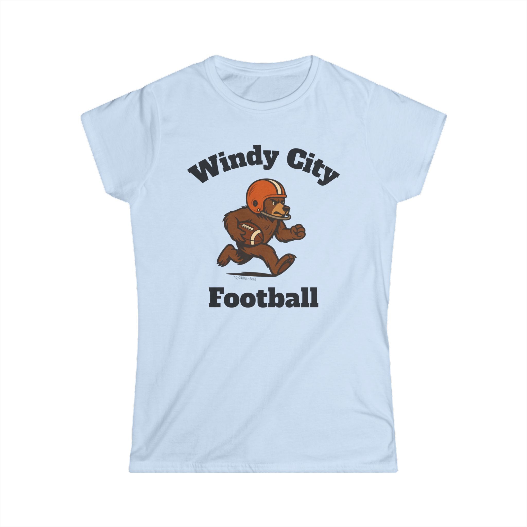Windy City Bear Running the Football Women's Graphic Tee |  Chicago Bears