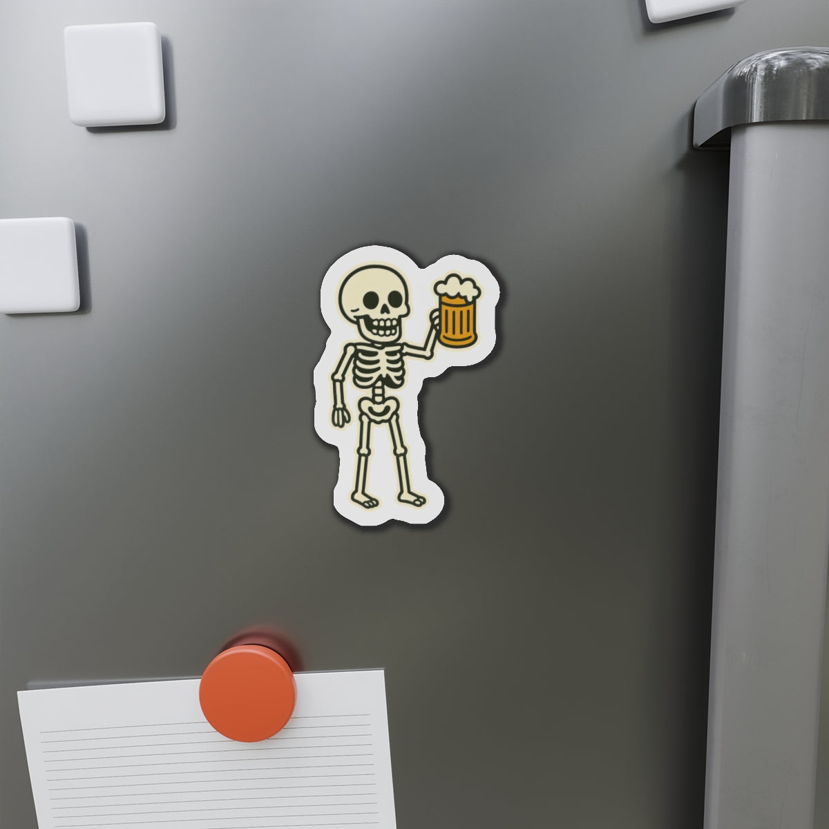 Skeleton With Beer Halloween Die-Cut Magnets