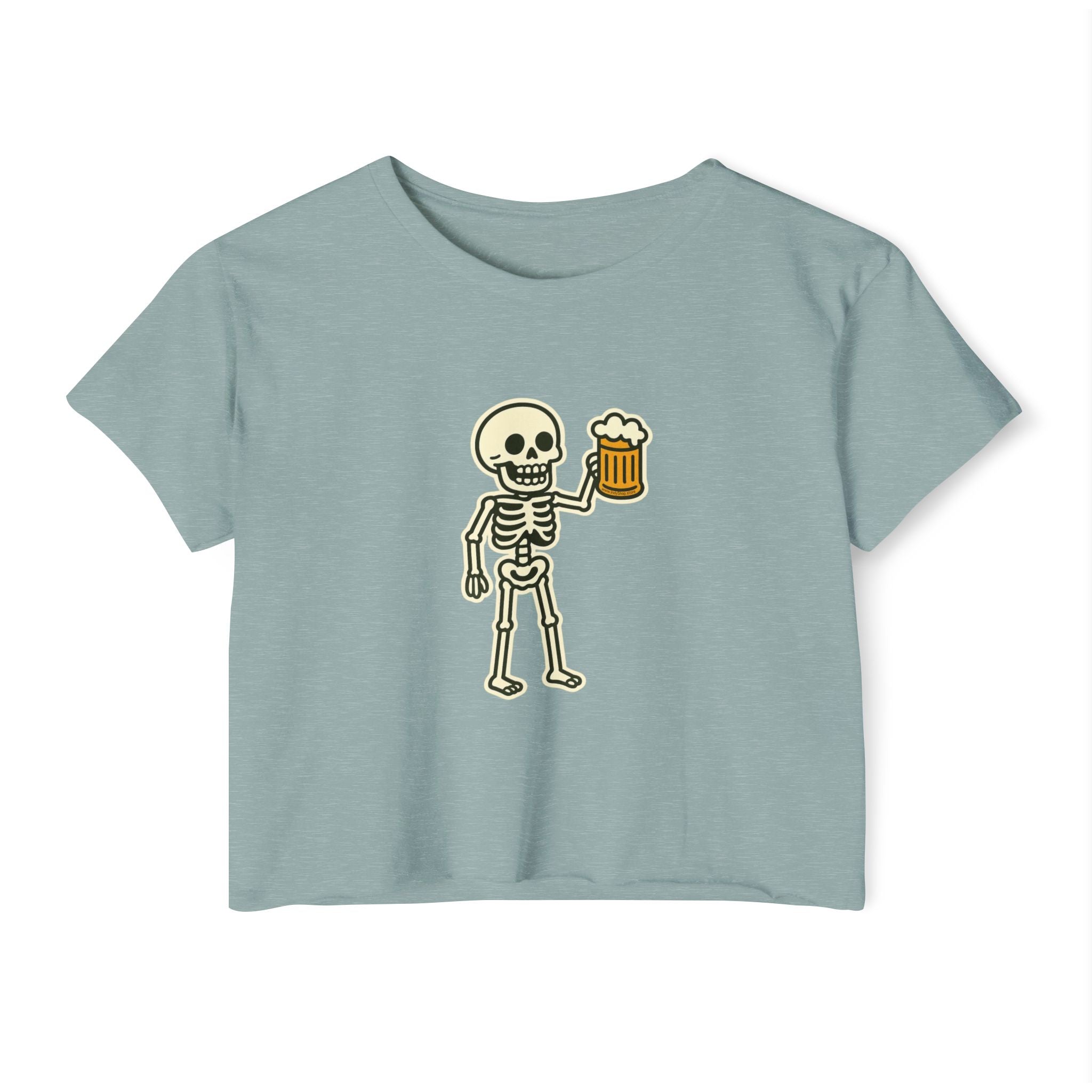 Skeleton with Beer Crop Top