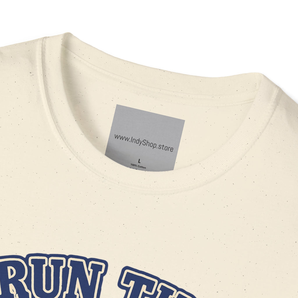 Run the Damn Ball Blue and White Unisex Graphic T-Shirt