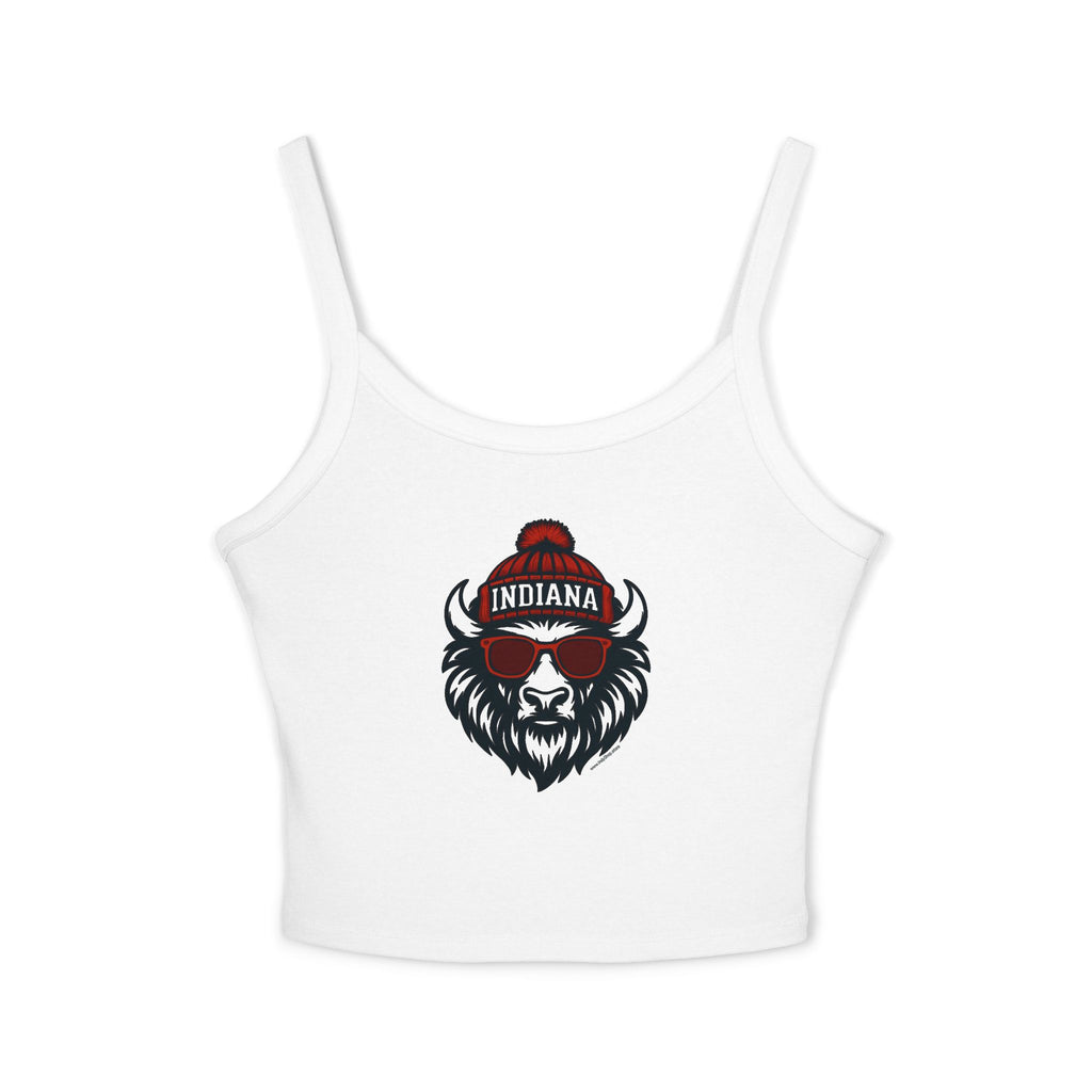 Indiana Hoosiers Bison Women's Tank Top | Spaghetti Strap Tank Top | Bison with Glasses and Hat