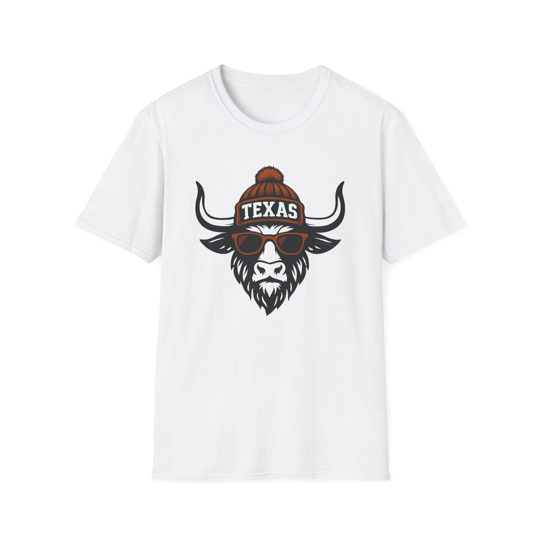 Texas Longhorn Graphic T-Shirt | Longhorn with Glasses and Hat