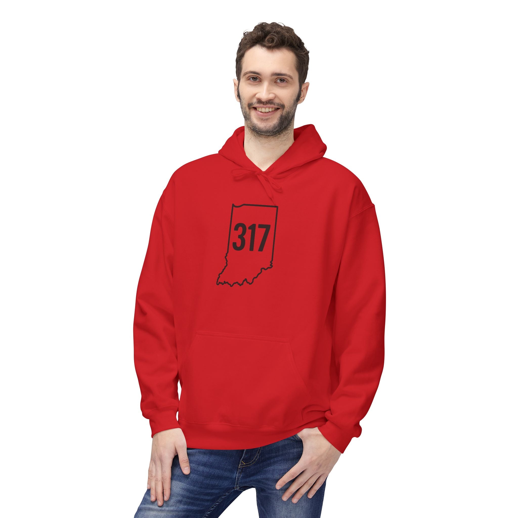 317 Indiana Fleece Hoodie | Black Lettering | Cozy Casual Wear, Perfect for Autumn, Great Gift for Indiana Lovers, Comfortable and Stylish Hoodie