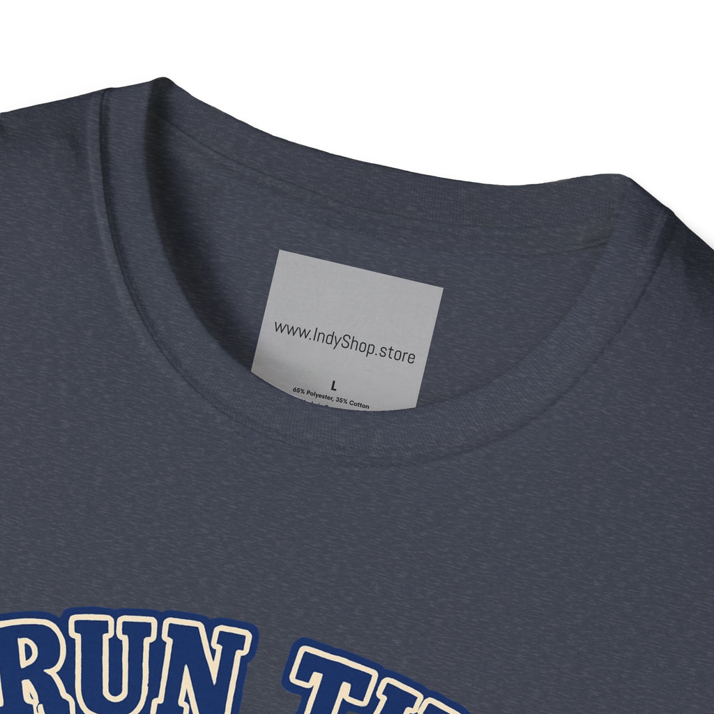 Run the Damn Ball Blue and White Unisex Graphic T-Shirt