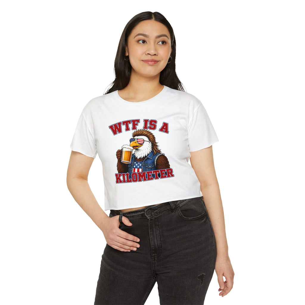 WTF is a Kilometer | Patriotic Eagle Crop Top