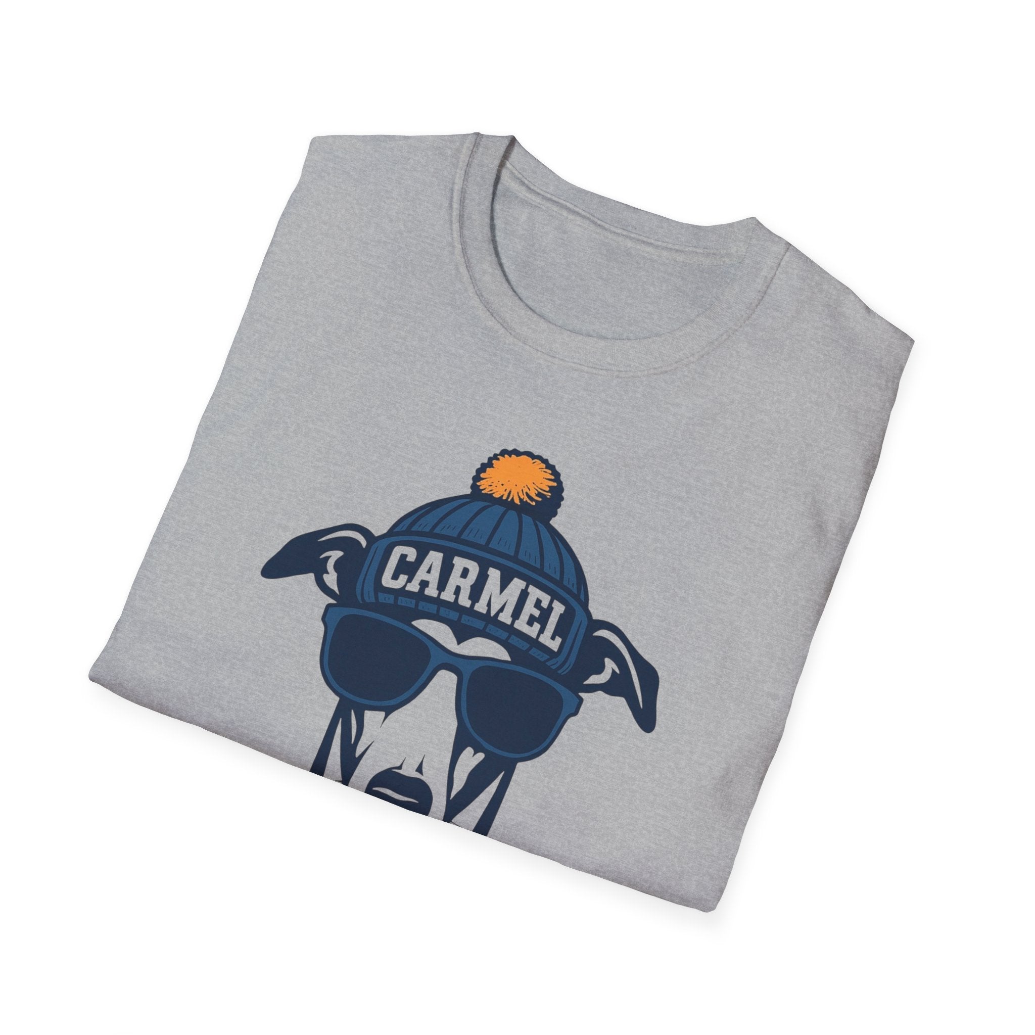 Carmel Greyhounds Unisex Graphic T-Shirt | Greyhound with Glasses and Hat