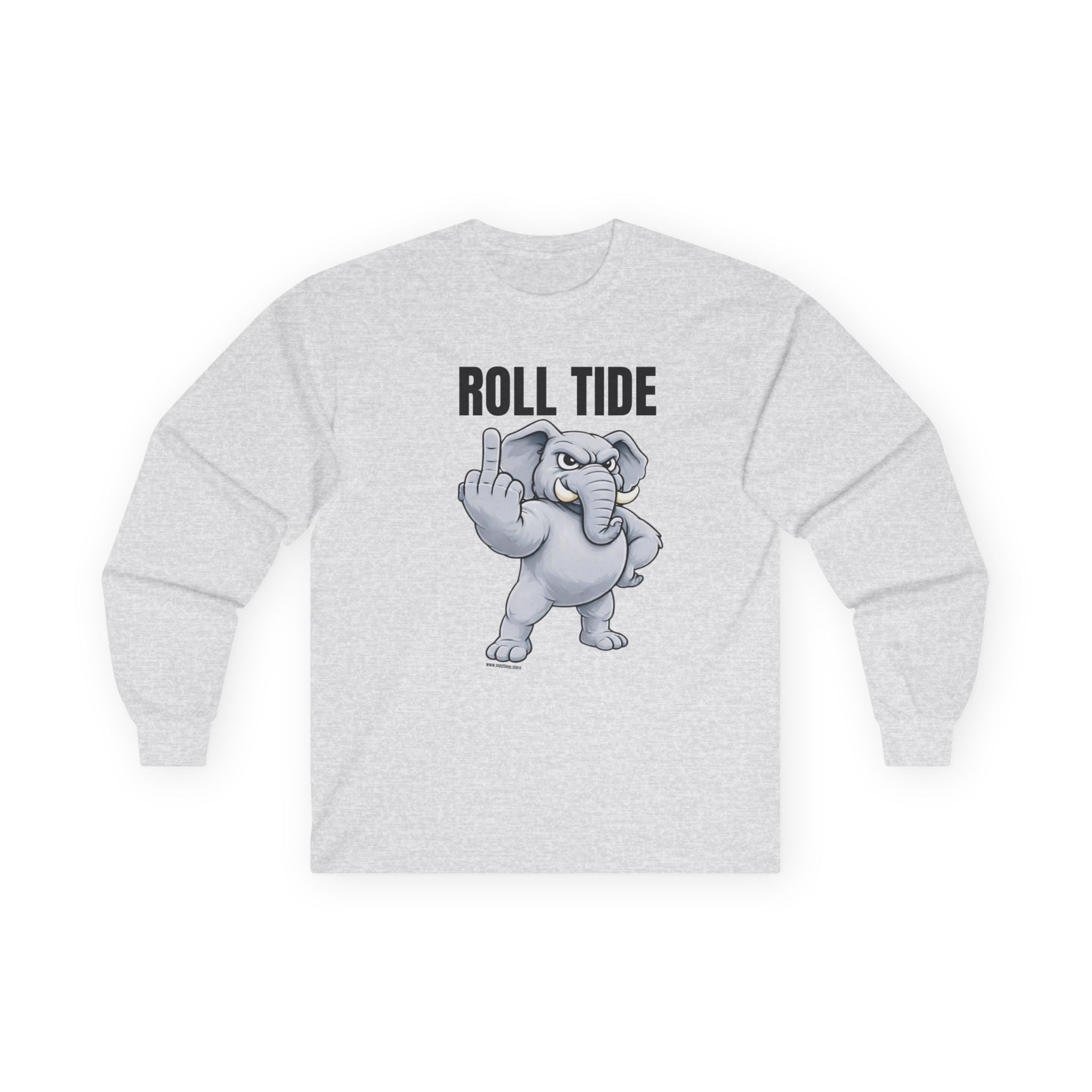 Roll Tide Middle Finger Long Sleeve Tee | Alabama Elephant Flipping Off