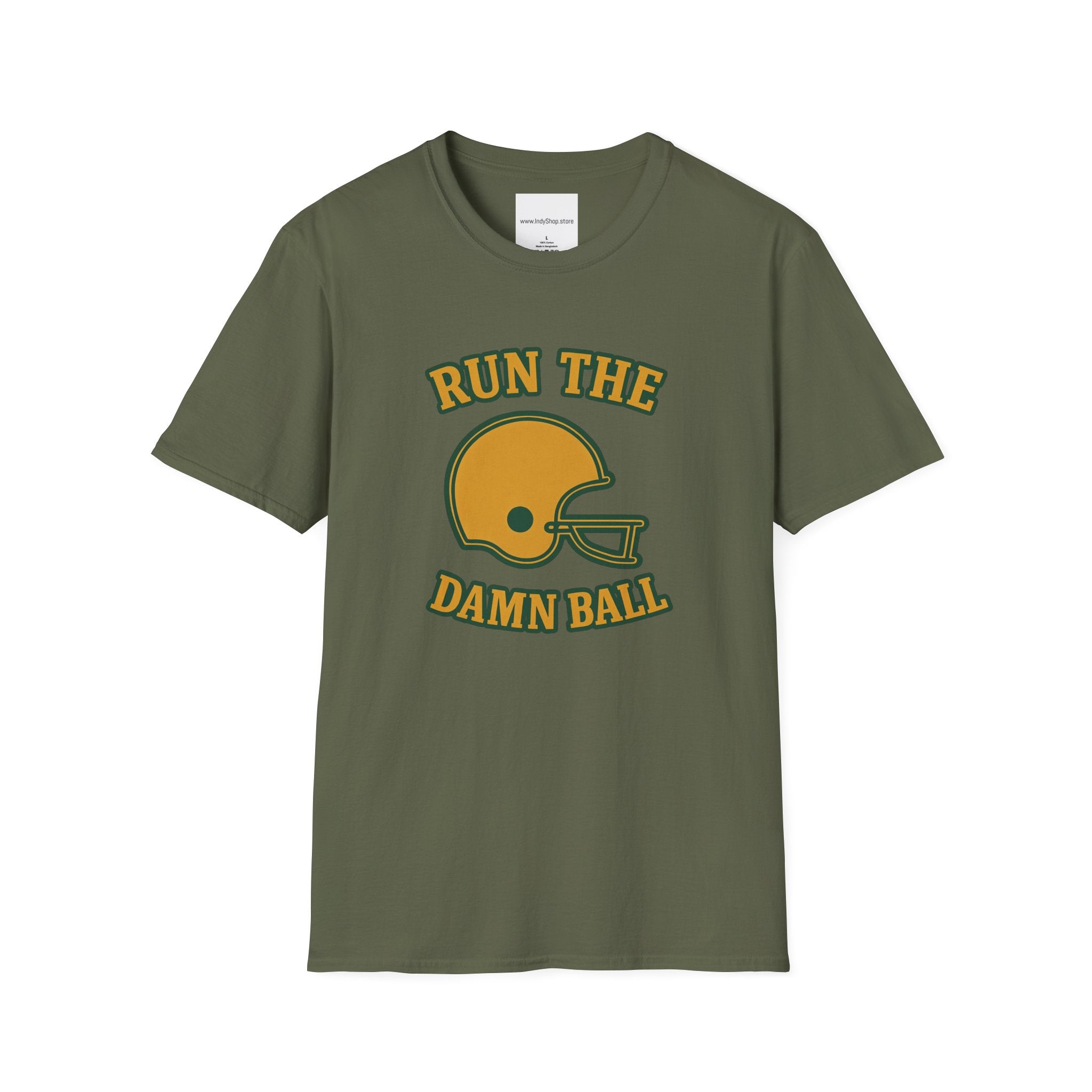 Run the Damn Ball Green and Gold Unisex Graphic T-Shirt