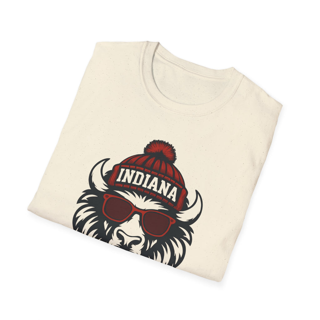 Indiana Hoosiers Bison Graphic T-Shirt | Bison with Hat and Glasses