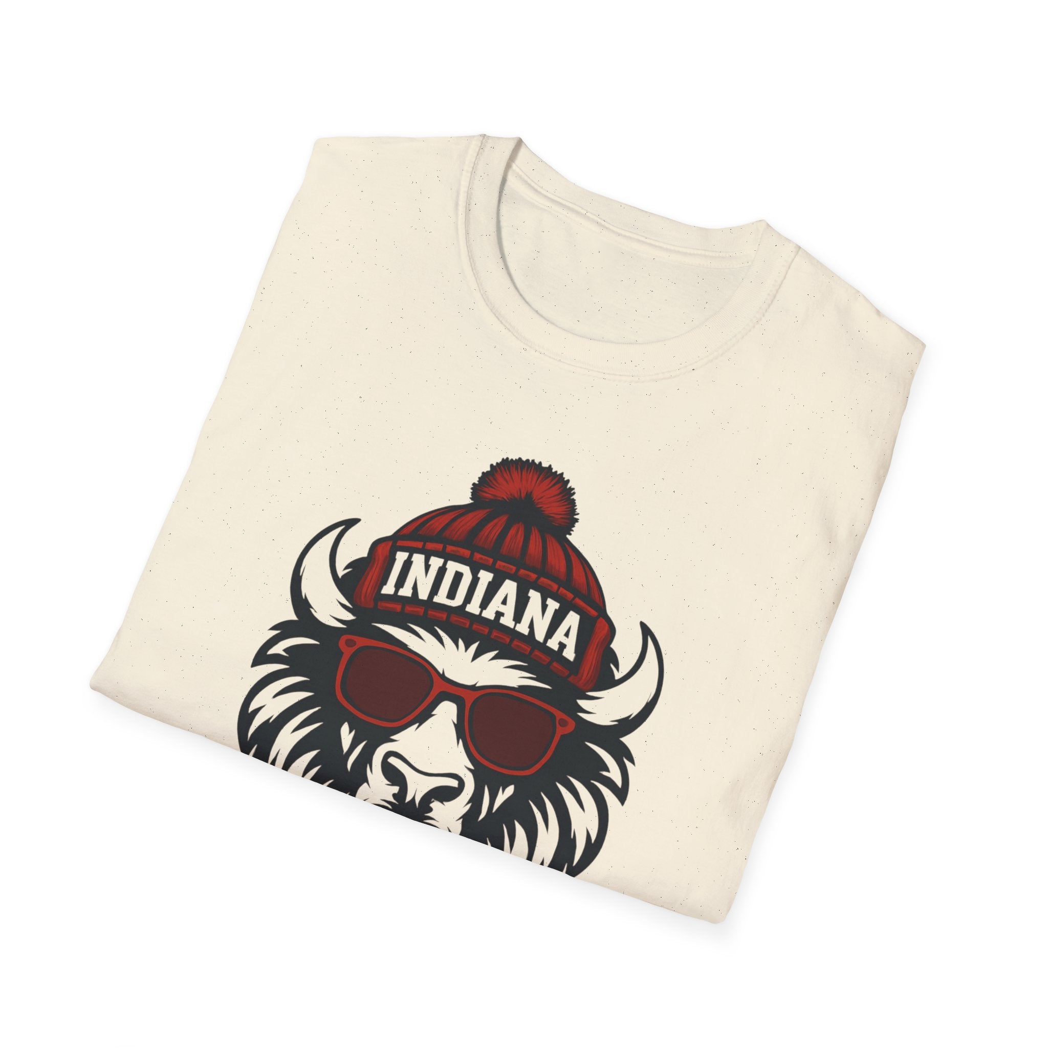 Indiana Hoosiers Bison Graphic T-Shirt | Bison with Hat and Glasses