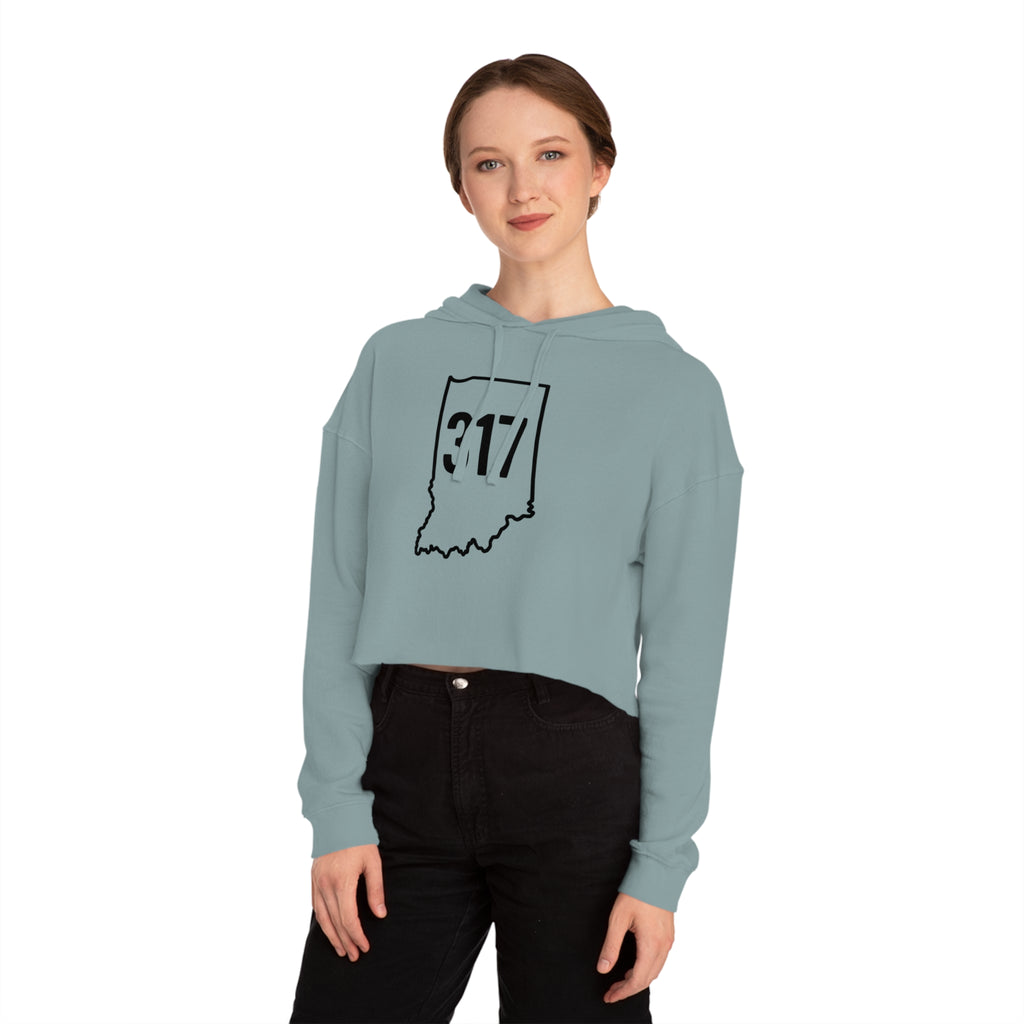 Indiana 317 Cropped Hooded Sweatshirt for Women | Black Lettering | Trendy and Casual, Perfect for Spring Outings, Gift for Her, Comfortable Fashion