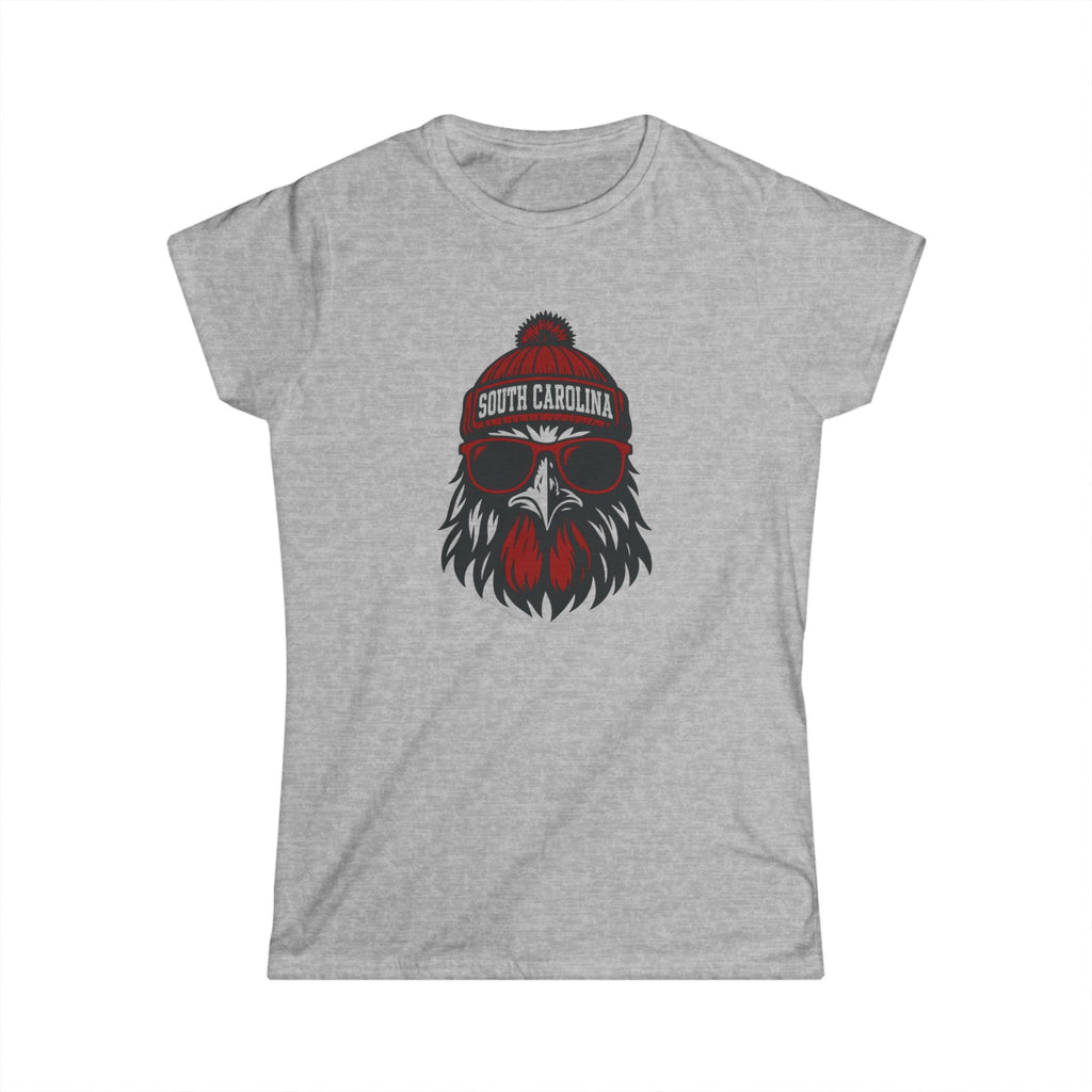 South Carolina Gamecock Women's Graphic Tee | Gamecock Rooster with Glasses and Hat