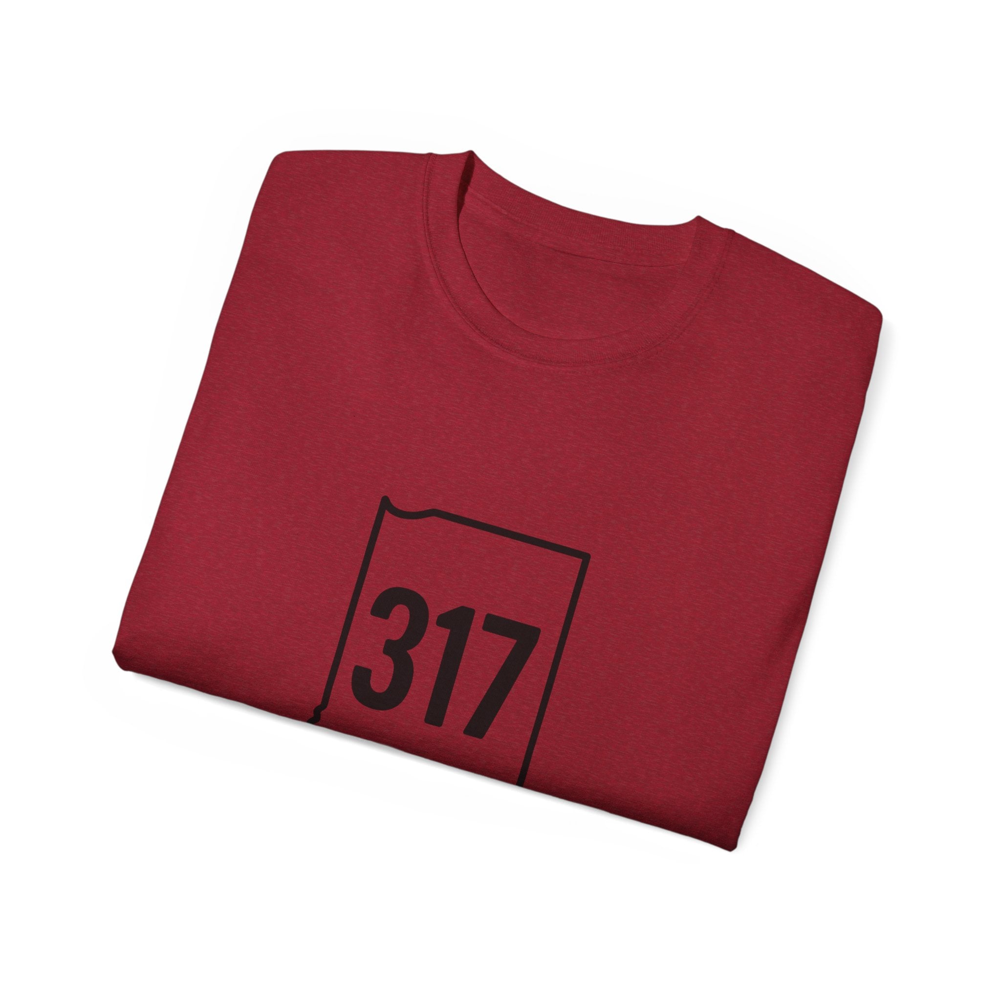 Indiana 317 | Black Lettering | Unisex Ultra Cotton Tee | Casual Wear, Gift for Hoosiers, State Pride, Travel Souvenir, Unique Local Apparel