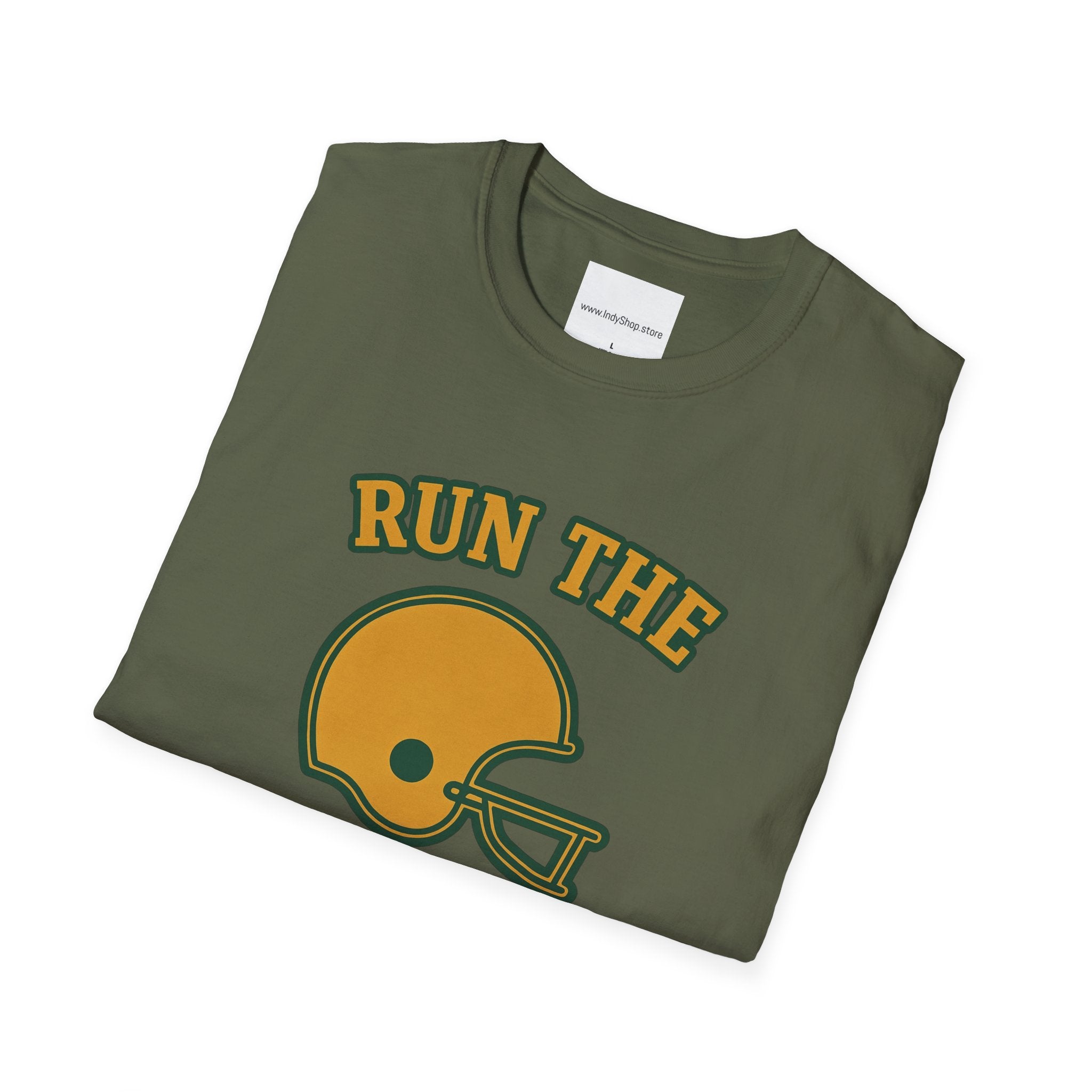 Run the Damn Ball Green and Gold Unisex Graphic T-Shirt