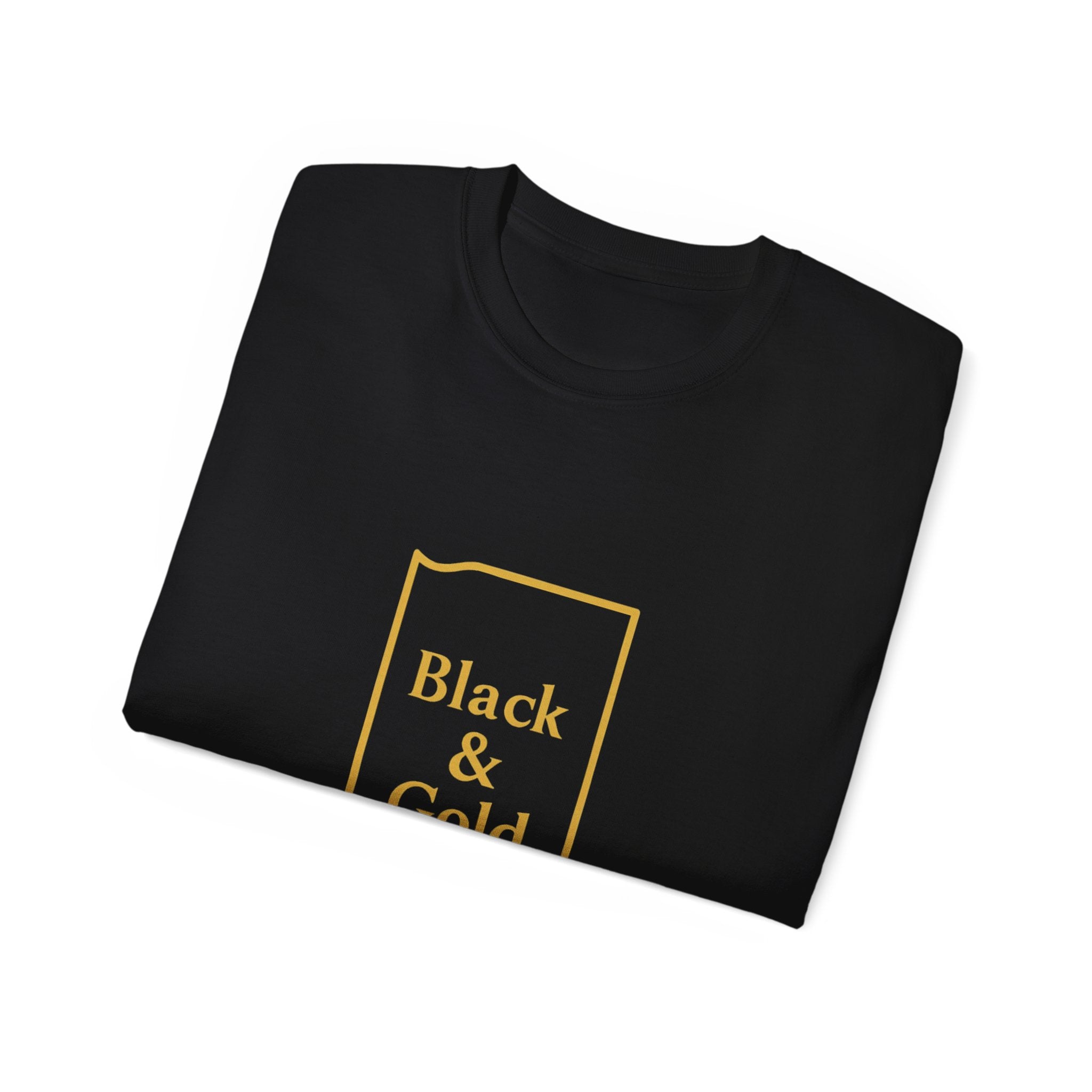 Black & Gold Unisex Ultra Cotton Tee | Casual Wear, Gift for Hoosiers, State Pride, Travel Souvenir, Unique Local Apparel