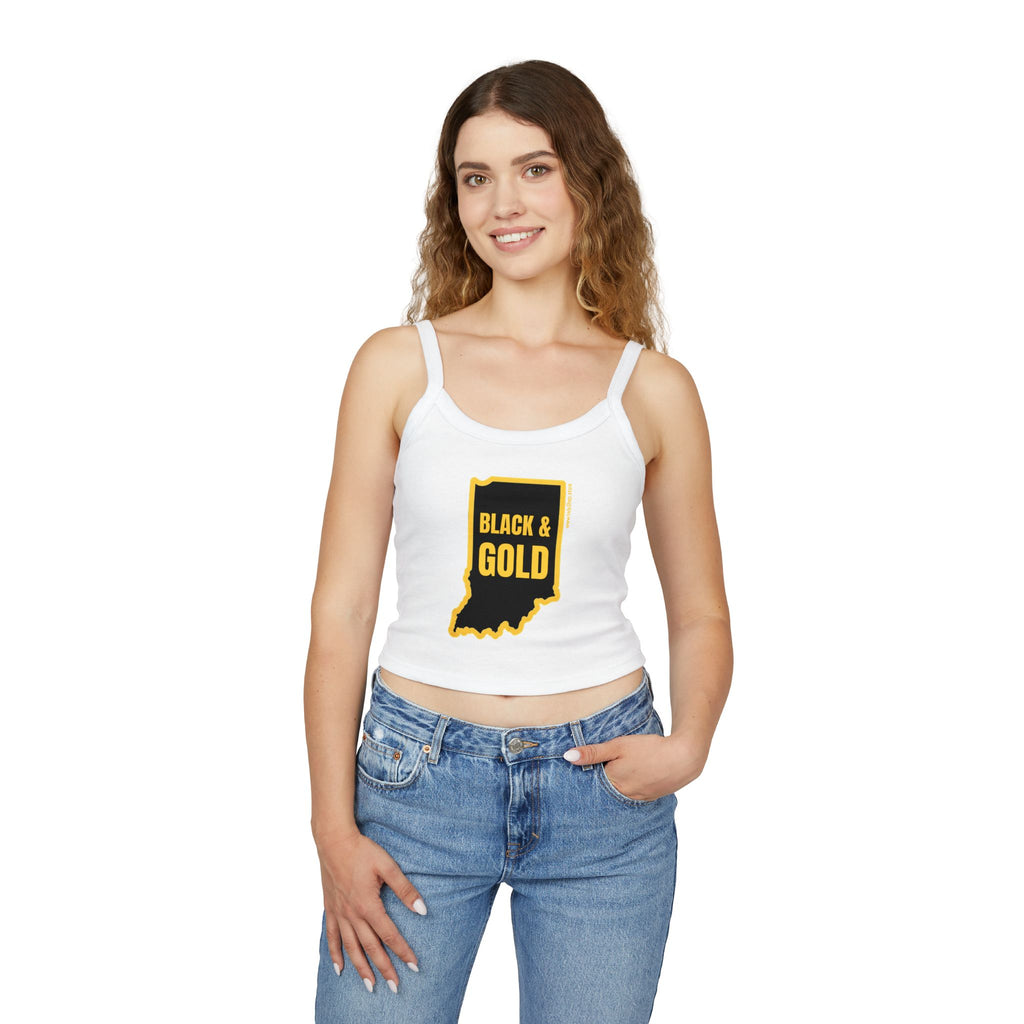 Black & Gold Women's Tank Top | Spaghetti Strap Tank Top