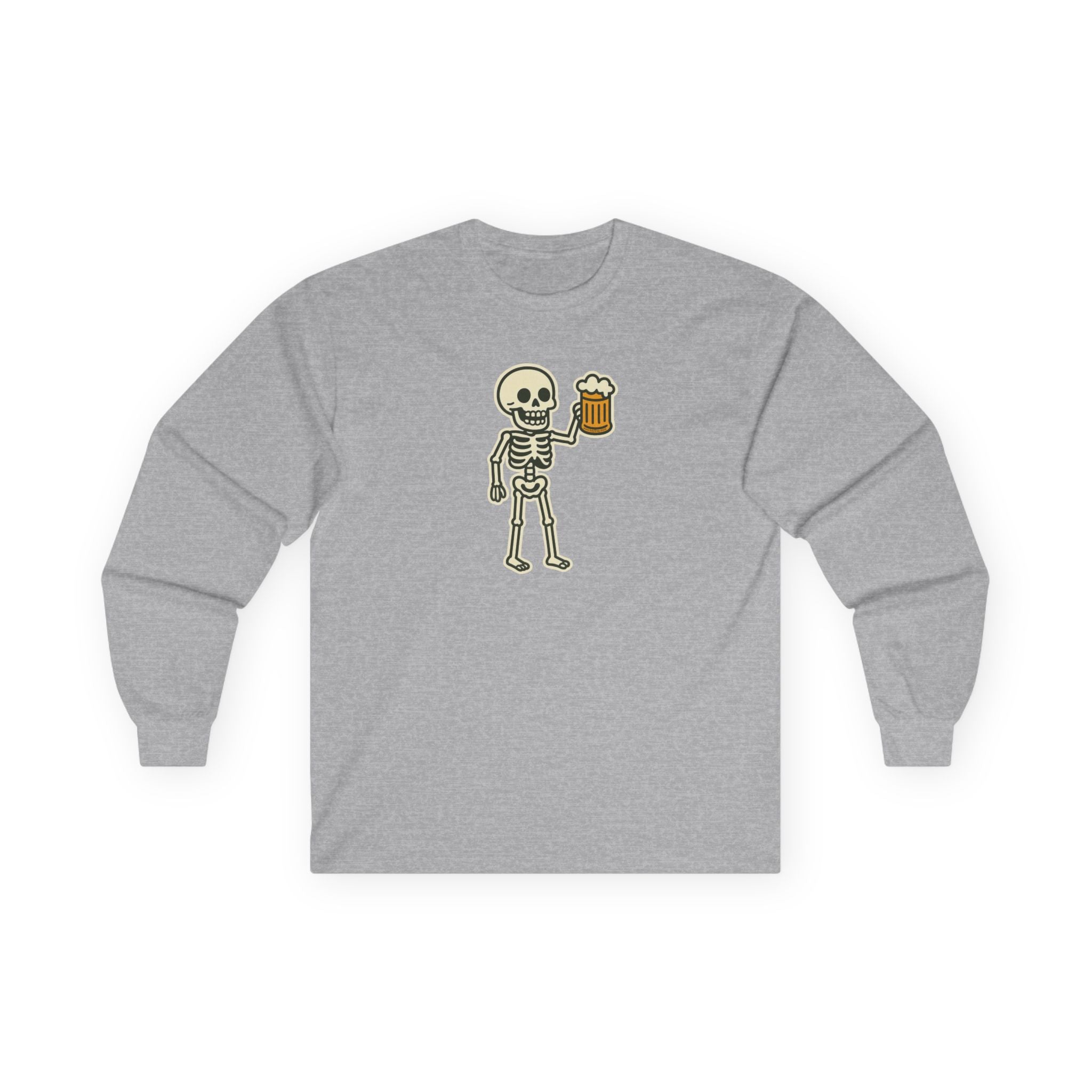Skeleton with Beer Unisex Long Sleeve Tee