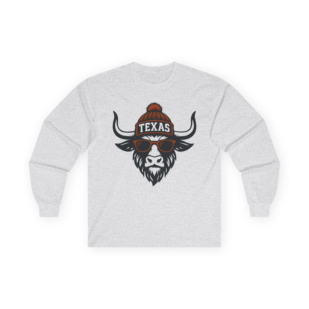 Texas Longhorns Unisex Long Sleeve Tee | Longhorn with Glasses and Hat