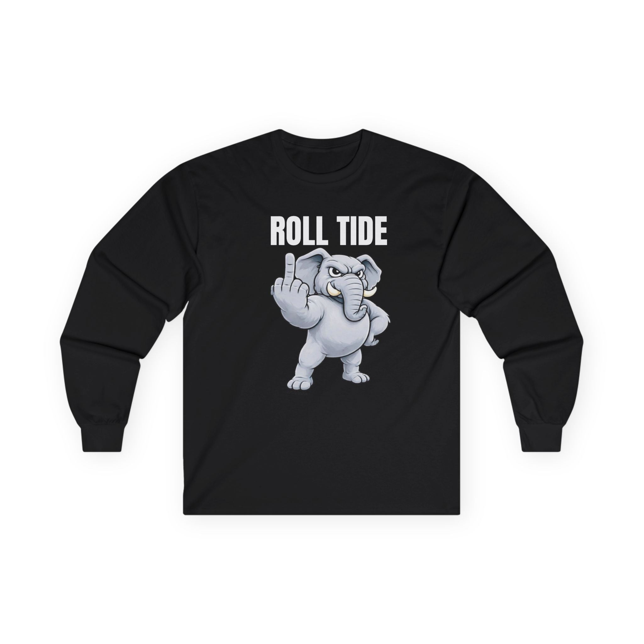 Roll Tide Middle Finger Long Sleeve Tee | Alabama Elephant Flipping Off