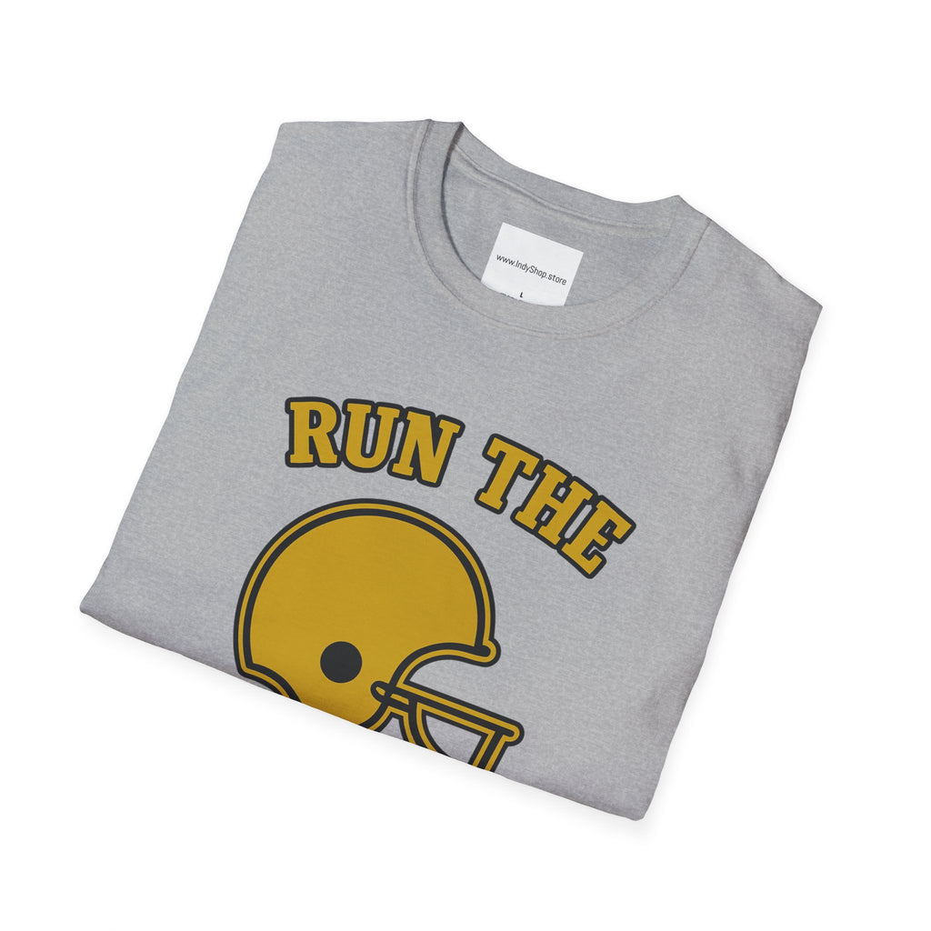 Run the Damn Ball Black and Gold Unisex Graphic T-Shirt