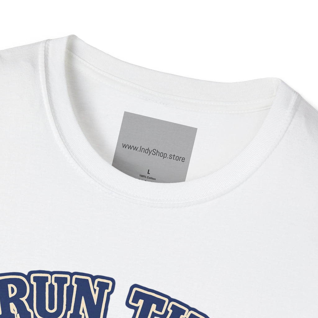 Run the Damn Ball Blue and White Unisex Graphic T-Shirt