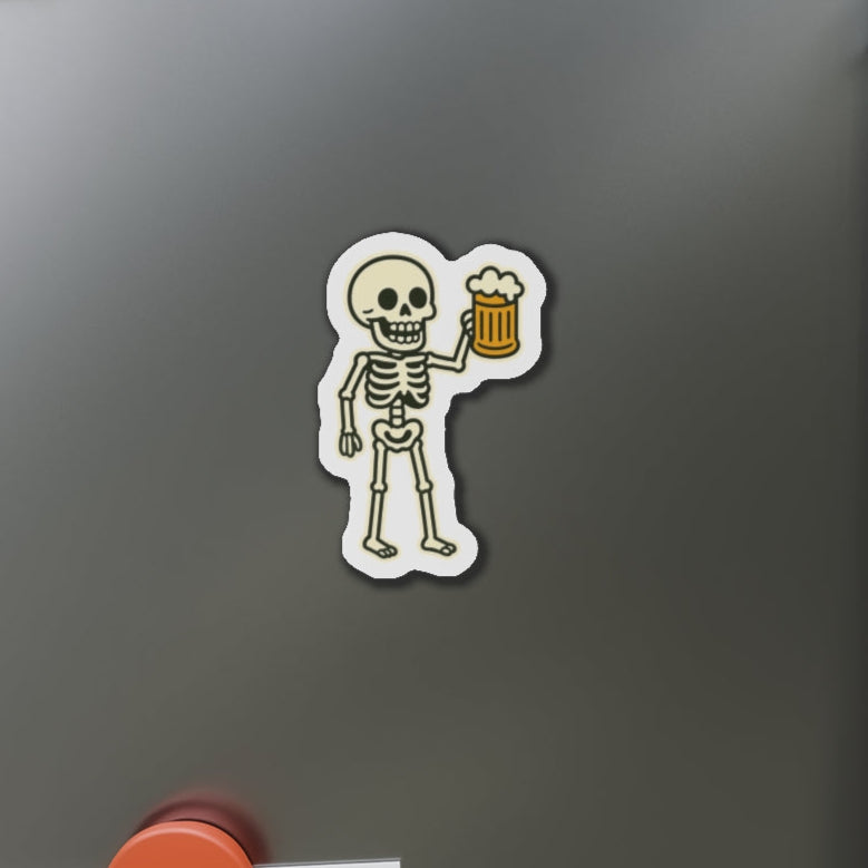 Skeleton With Beer Halloween Die-Cut Magnets