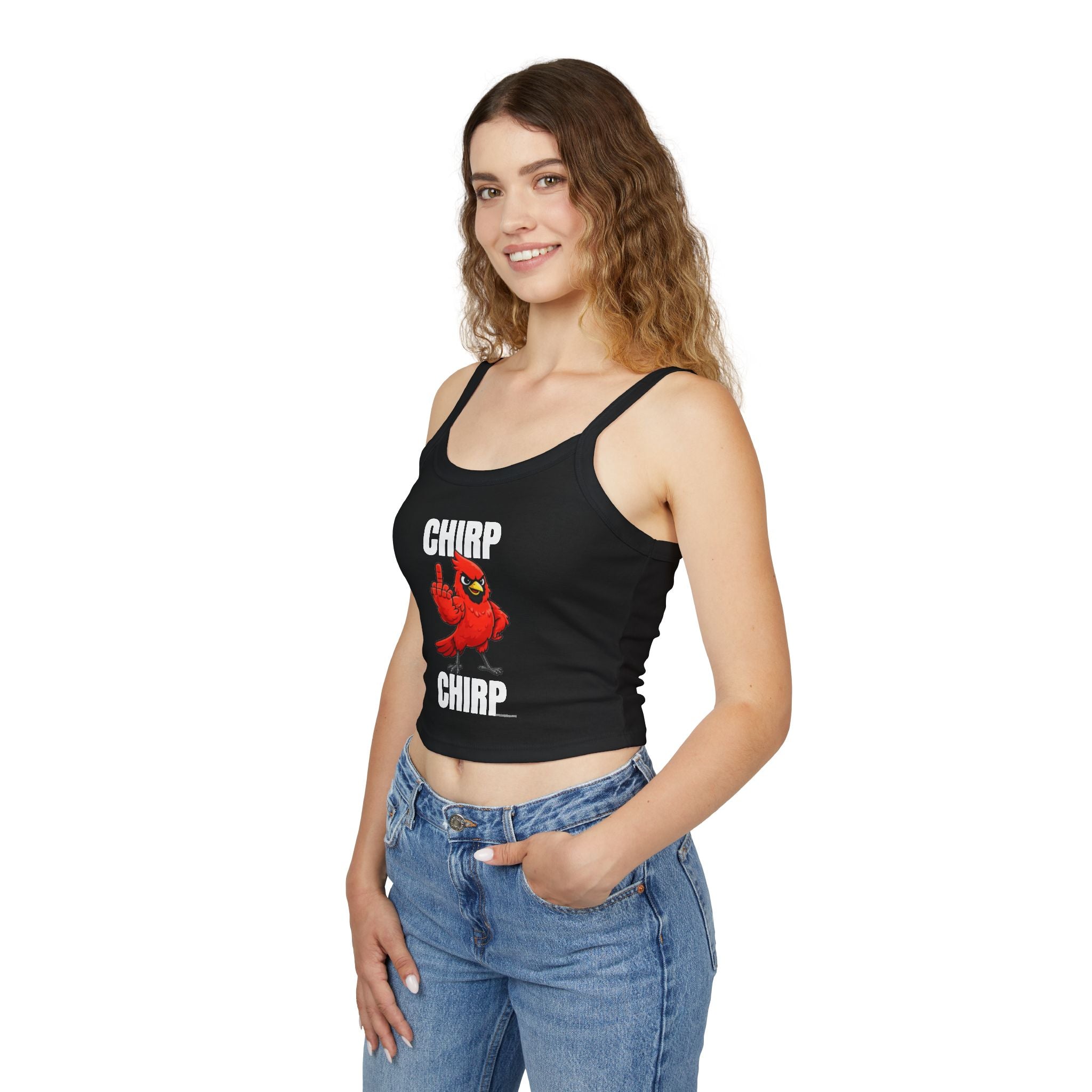 Chirp Chirp Women's Tank Top | Middle Finger Cardinal Spaghetti Strap Tank Top
