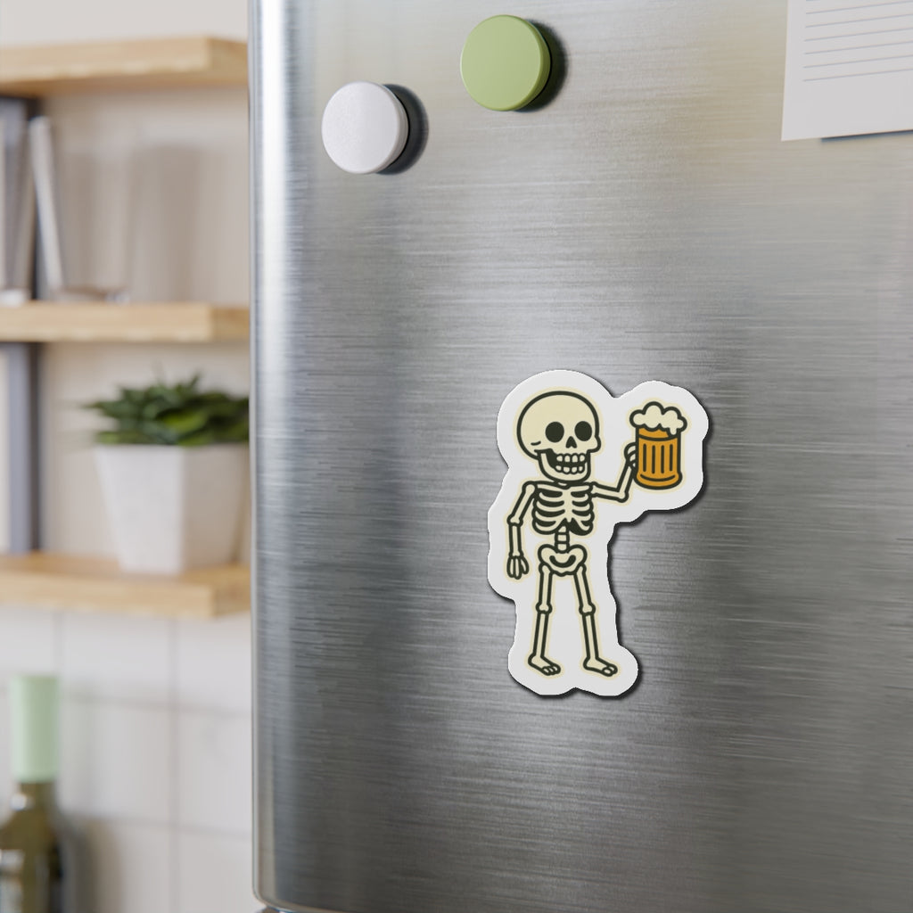 Skeleton With Beer Halloween Die-Cut Magnets