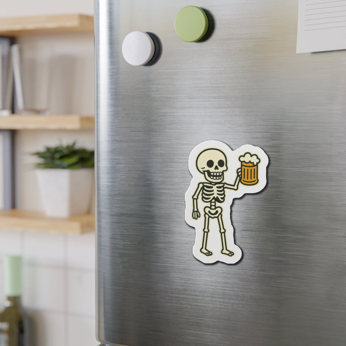 Skeleton With Beer Halloween Die-Cut Magnets
