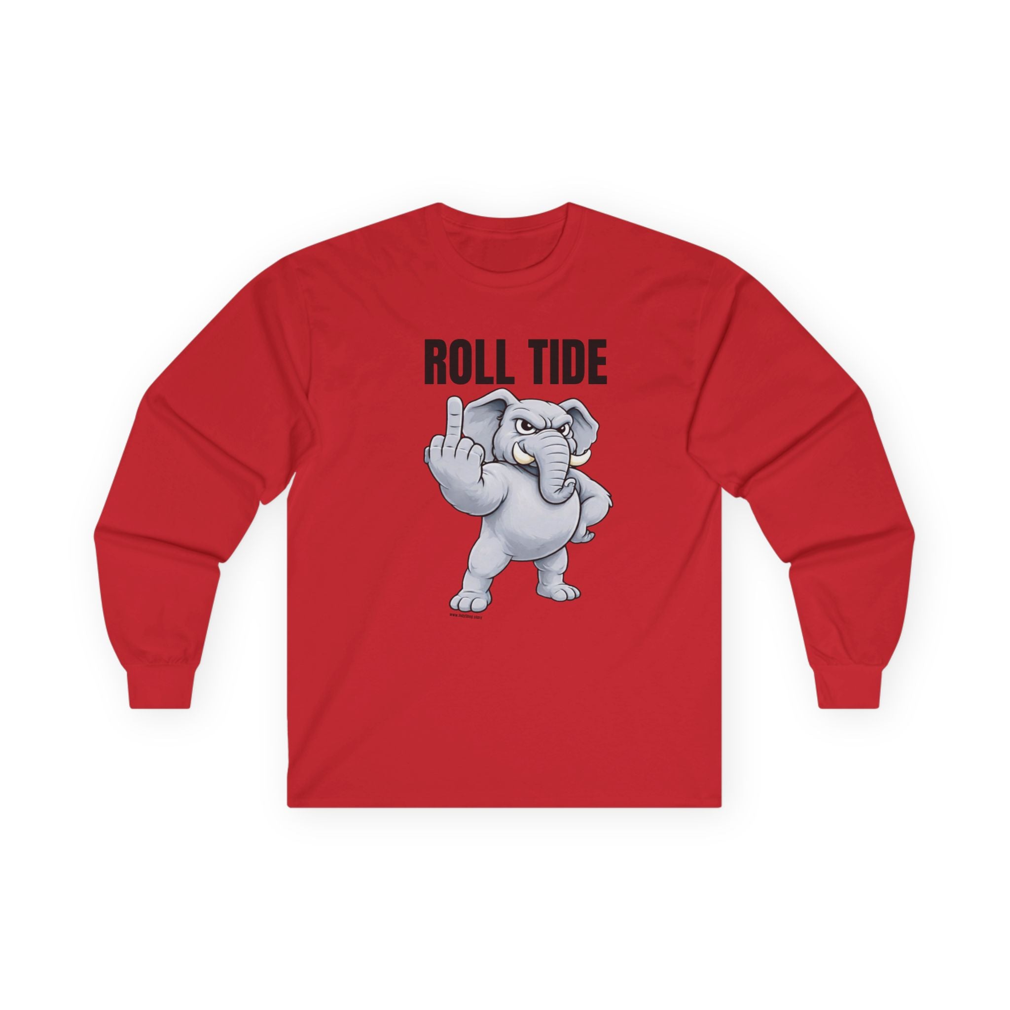 Roll Tide Middle Finger Long Sleeve Tee | Alabama Elephant Flipping Off