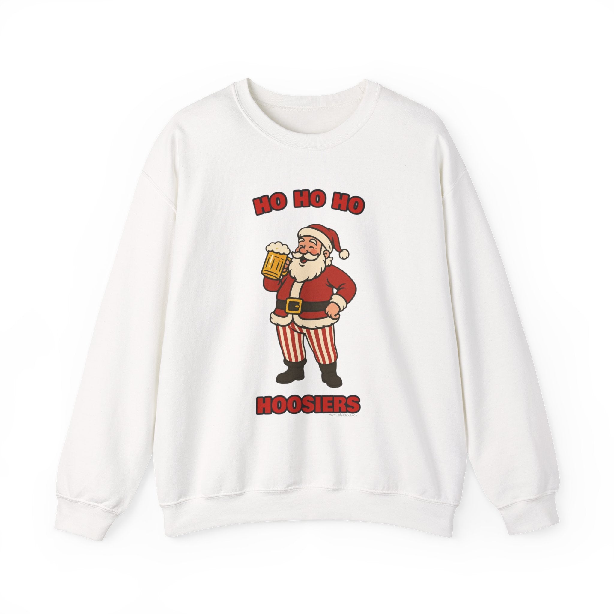 Ho Ho Ho Hoosiers Christmas Crewneck | Santa With Beer Sweatshirt