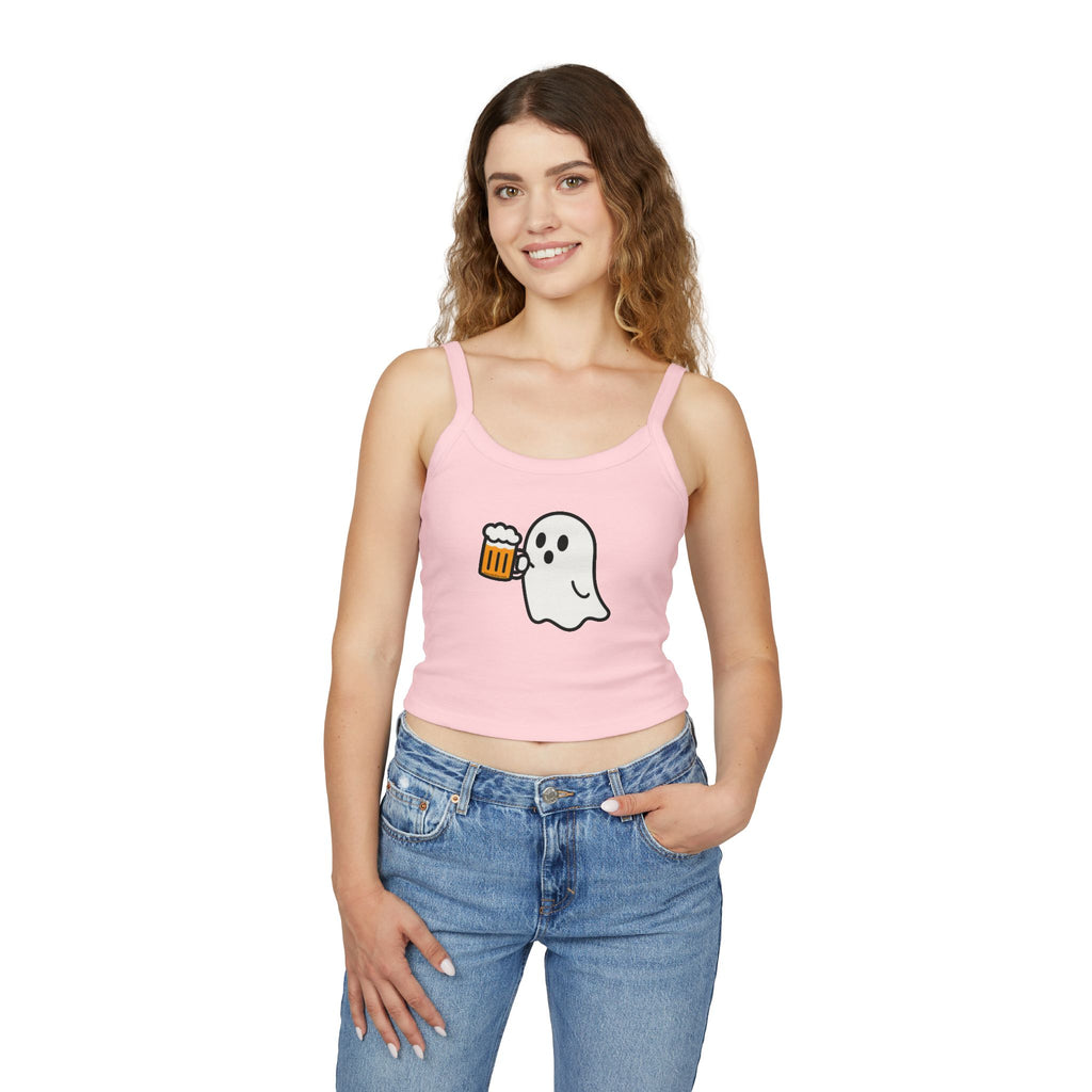 Ghost with Beer Women's Tank Top | Spaghetti Strap Tank Top
