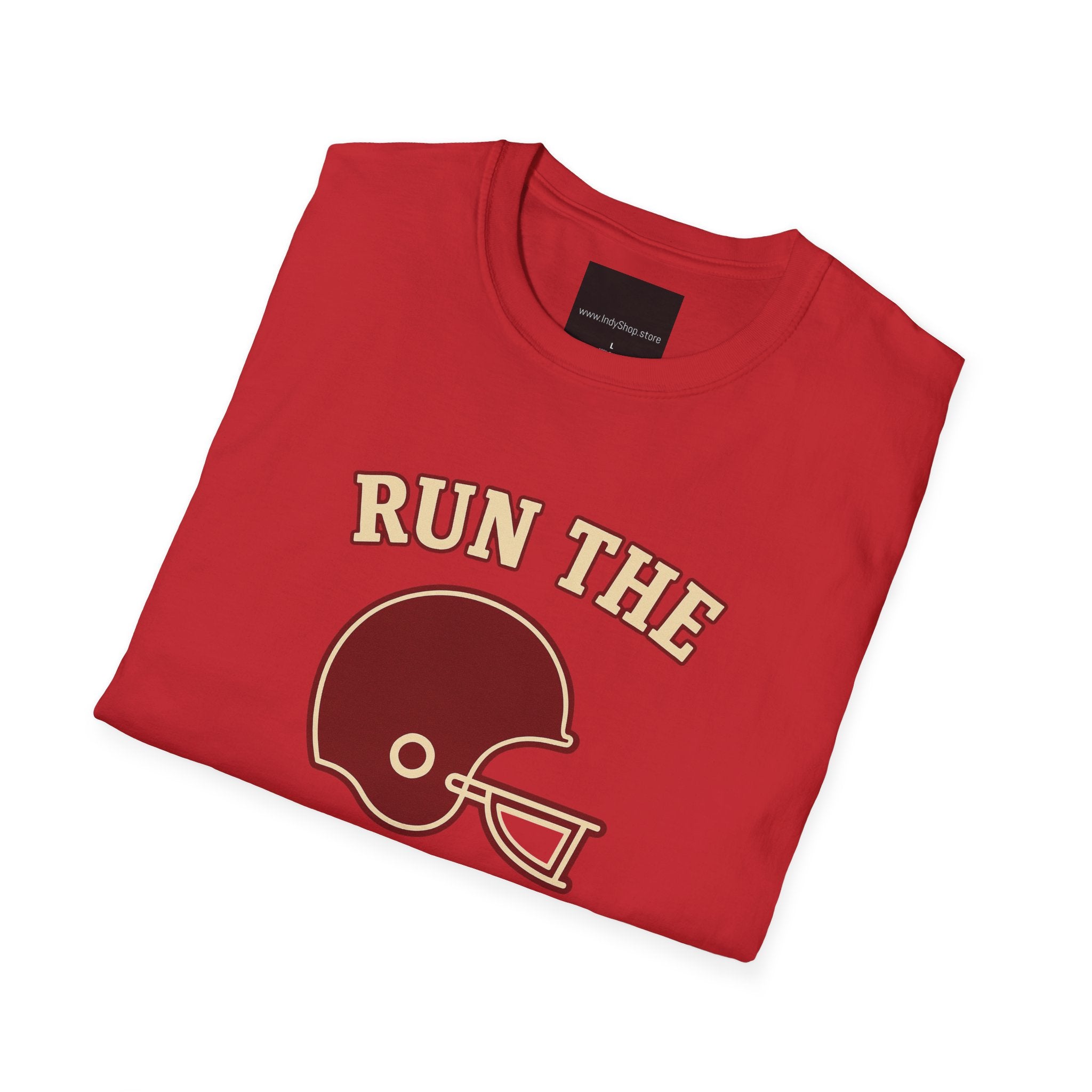 Run the Damn Ball Cream and Crimson Unisex Graphic T-Shirt