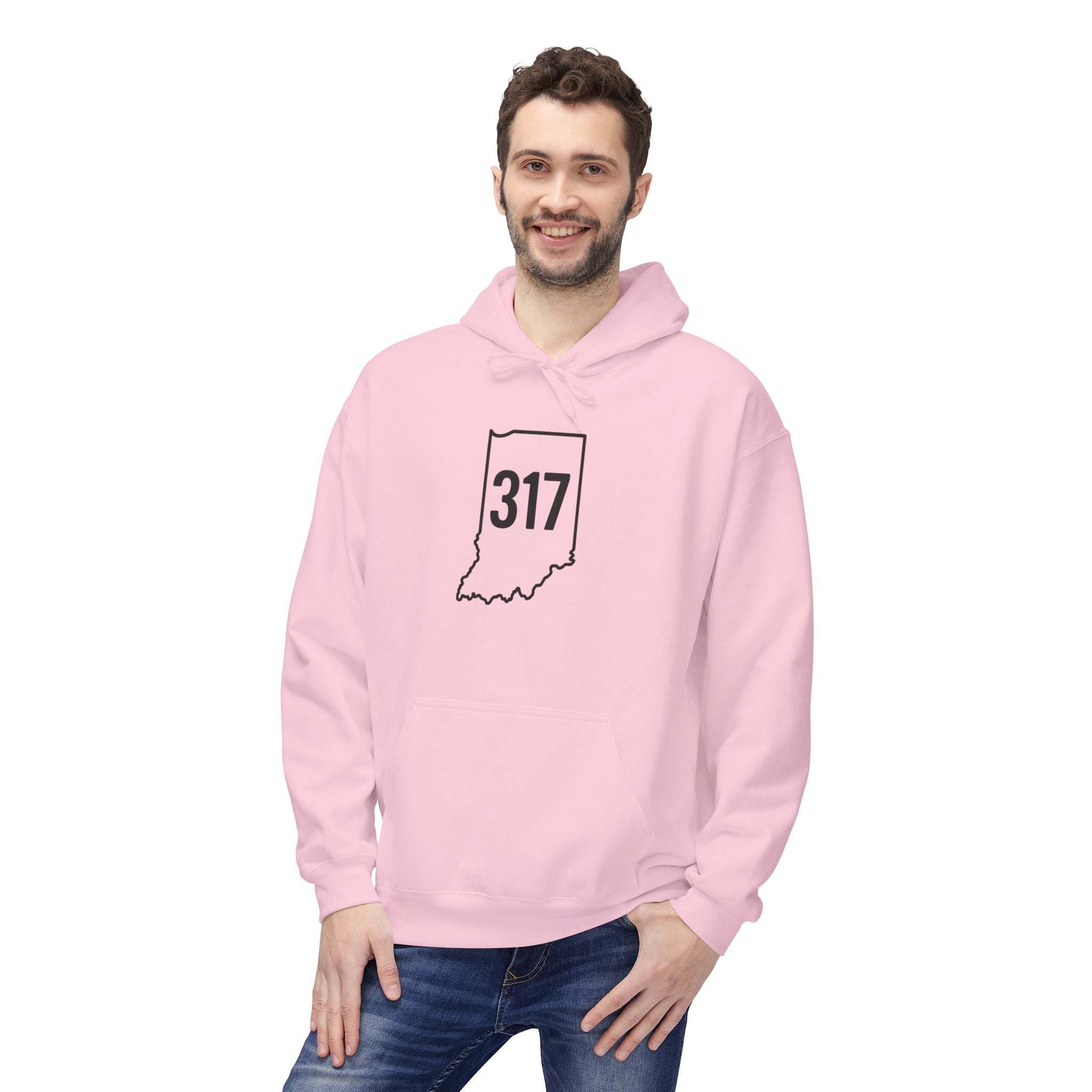 317 Indiana Fleece Hoodie | Black Lettering | Cozy Casual Wear, Perfect for Autumn, Great Gift for Indiana Lovers, Comfortable and Stylish Hoodie