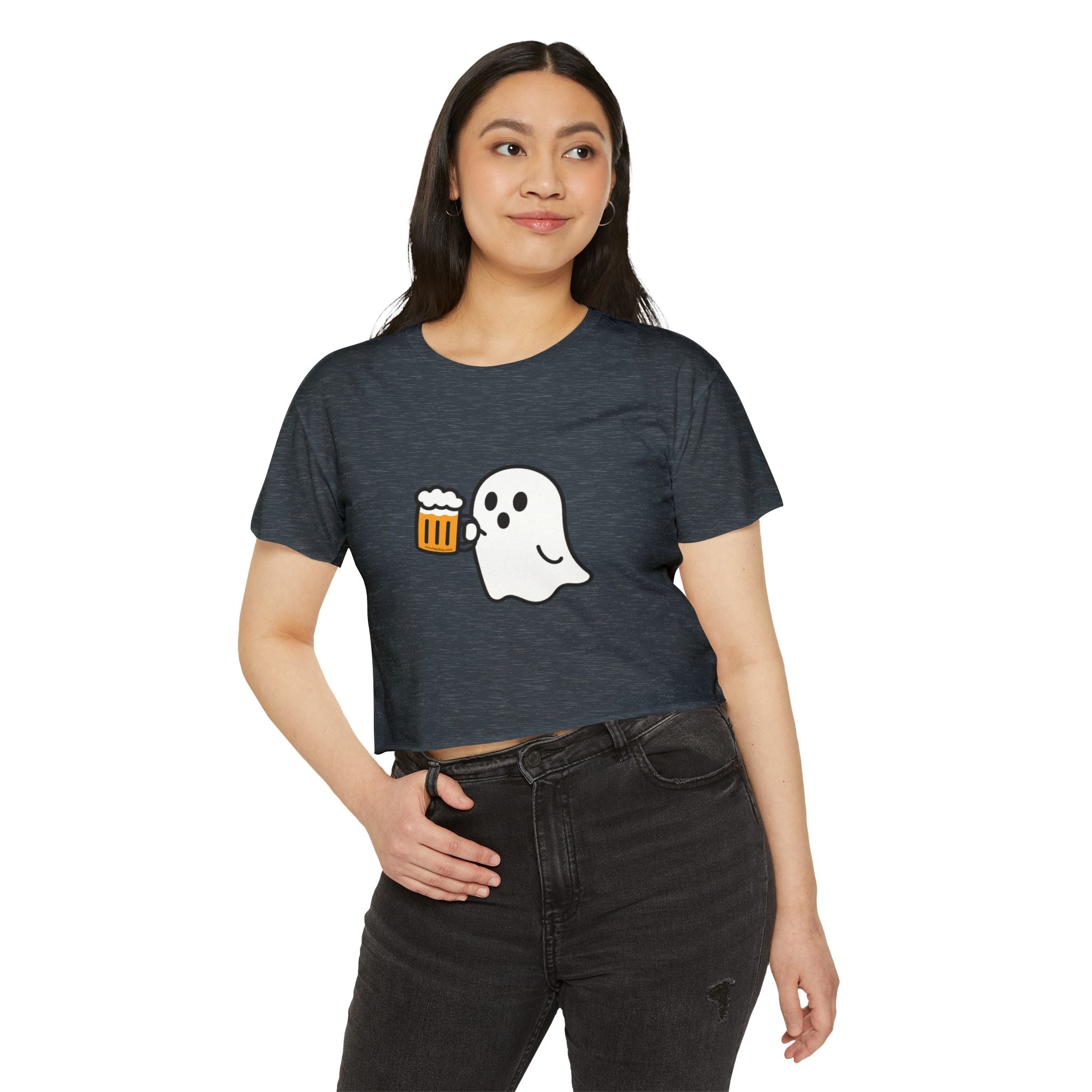 Ghost with Beer Crop Top