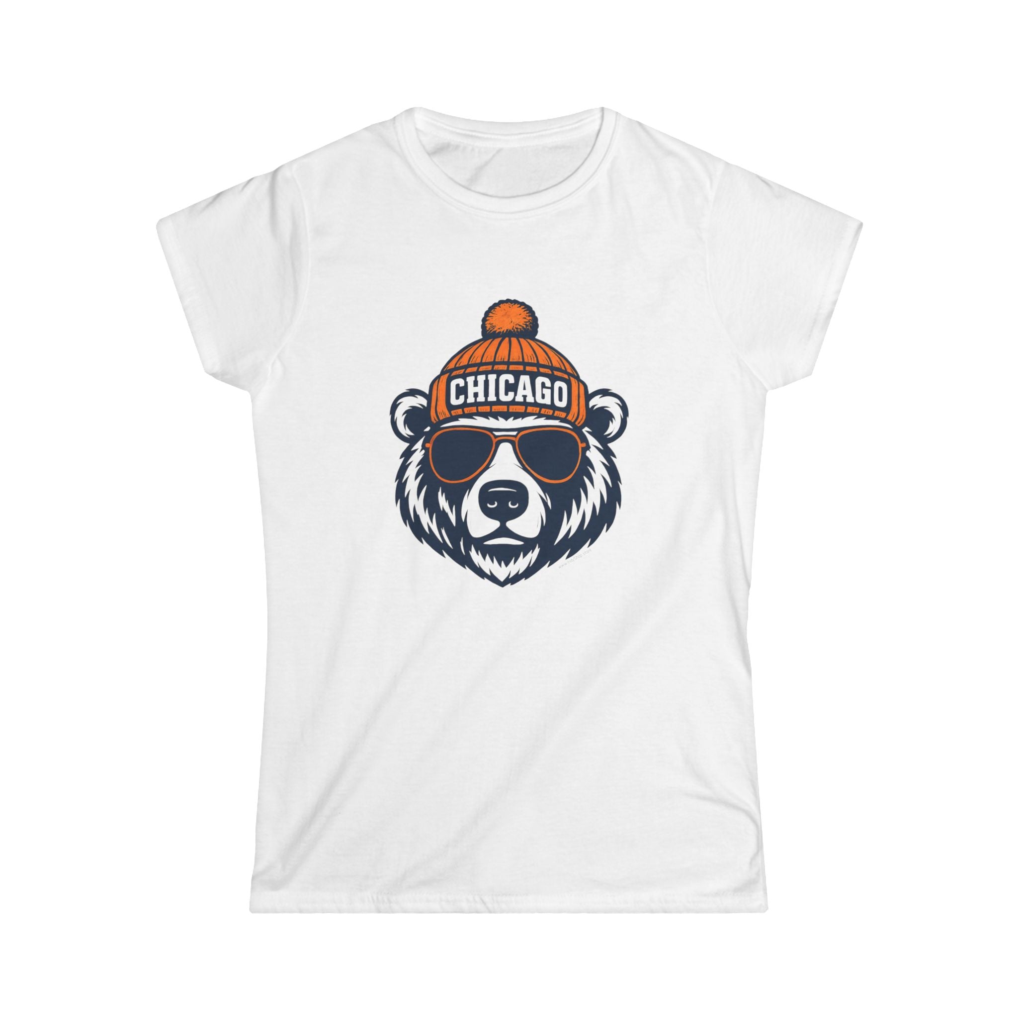 Chicago Bears Women's Graphic Tee | Bear With Glasses and Hat