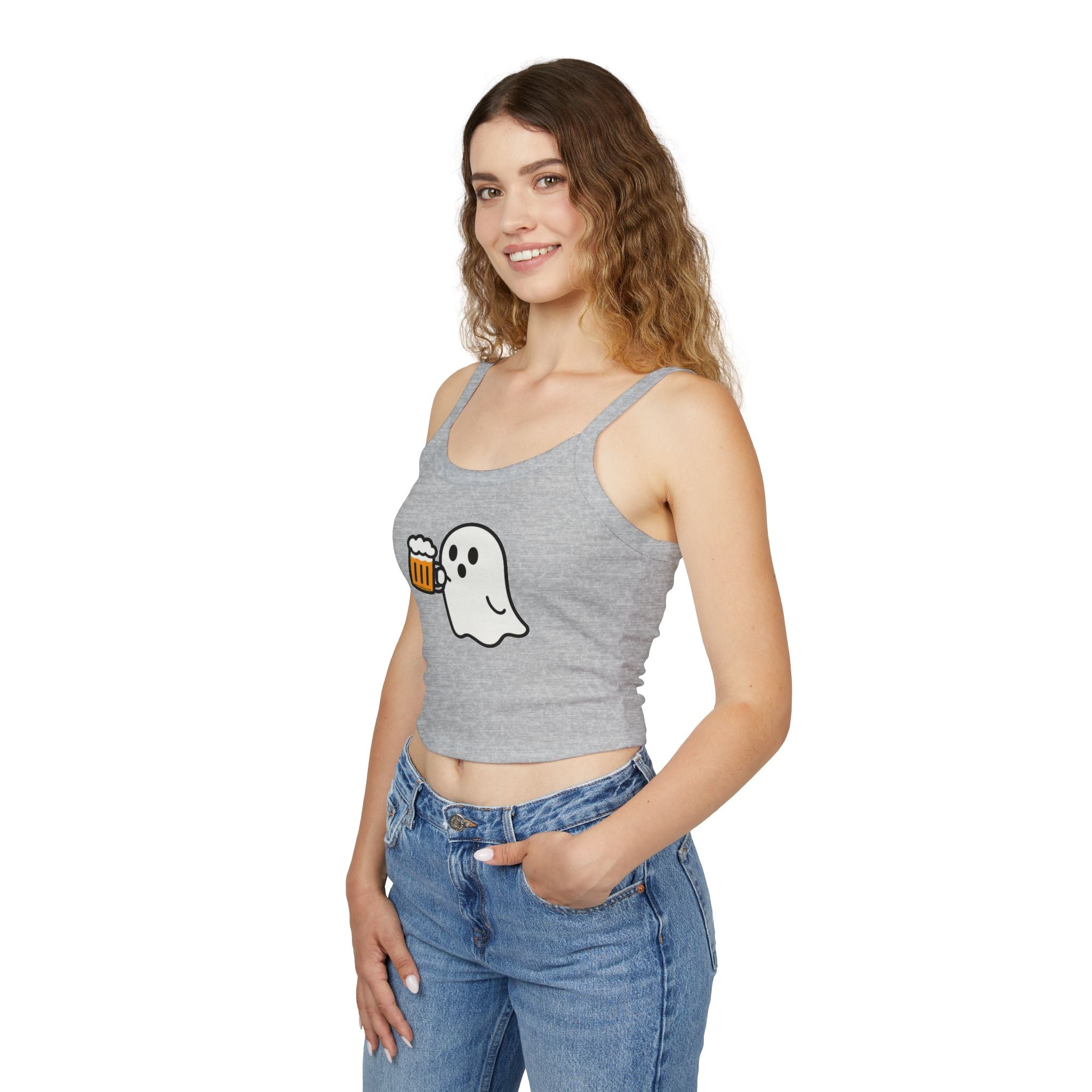 Ghost with Beer Women's Tank Top | Spaghetti Strap Tank Top