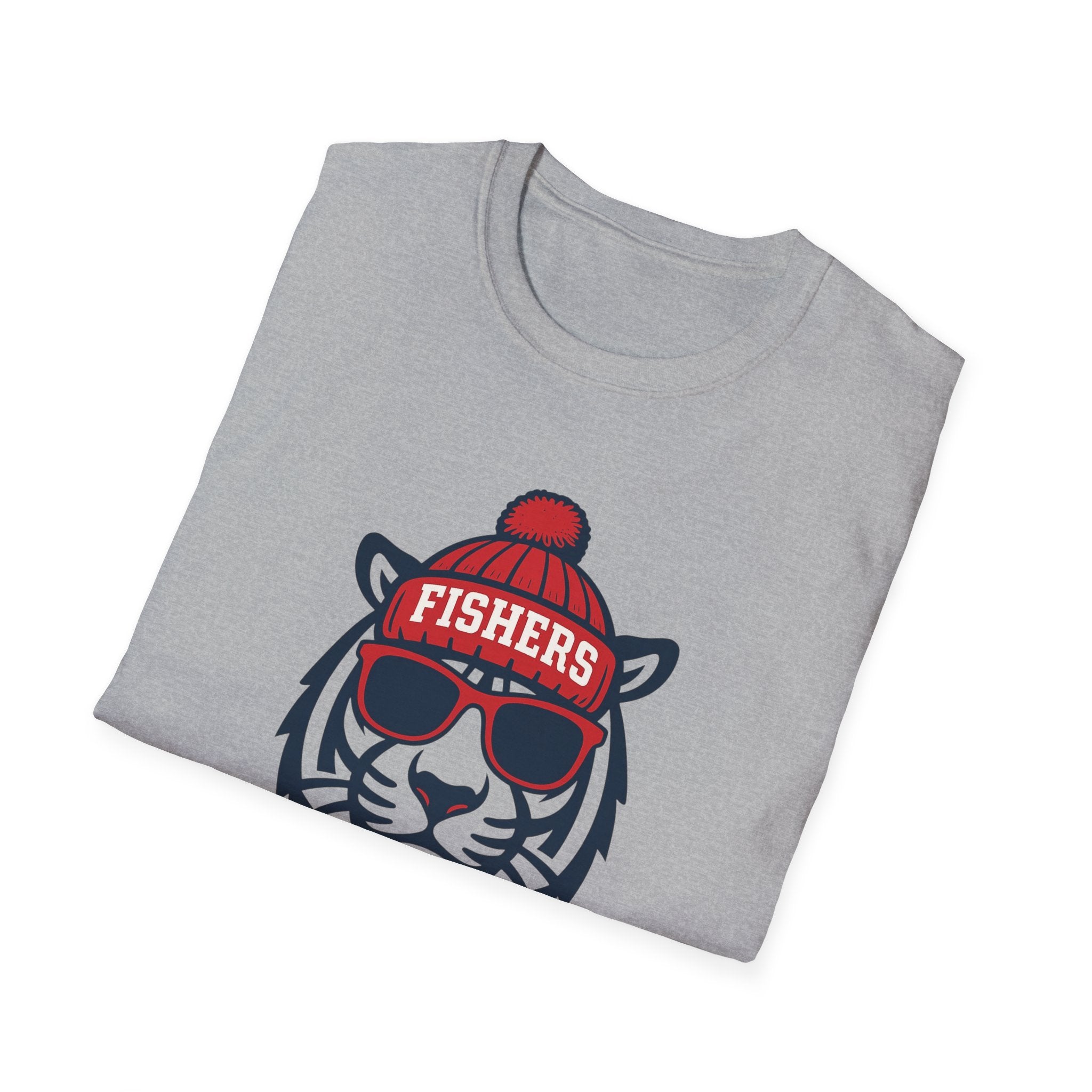 Fishers Tigers Unisex Graphic T-Shirt | Tiger with Glasses and Hat