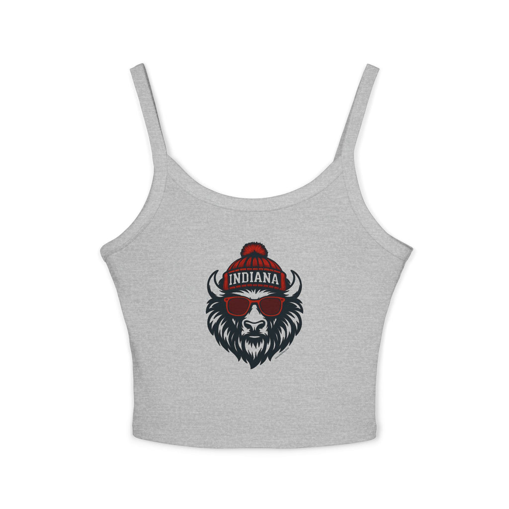 Indiana Hoosiers Bison Women's Tank Top | Spaghetti Strap Tank Top | Bison with Glasses and Hat