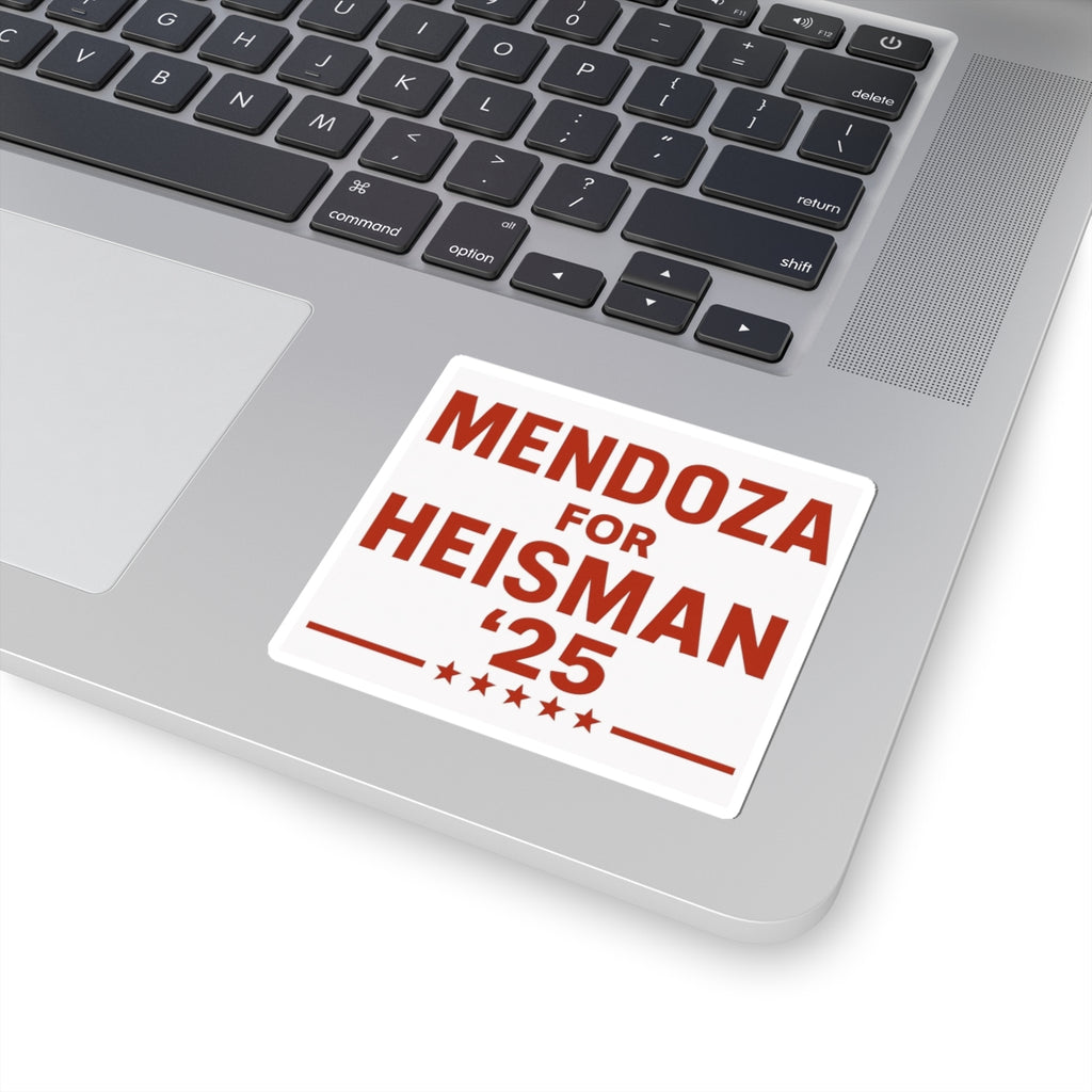 Mendoza for Heisman '25 Sticker | Red Letters White Background