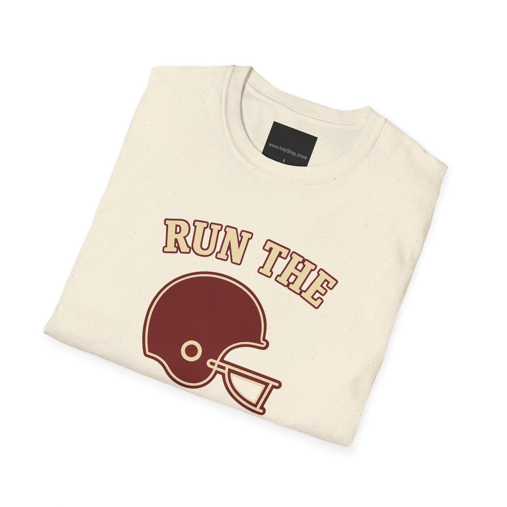 Run the Damn Ball Cream and Crimson Unisex Graphic T-Shirt